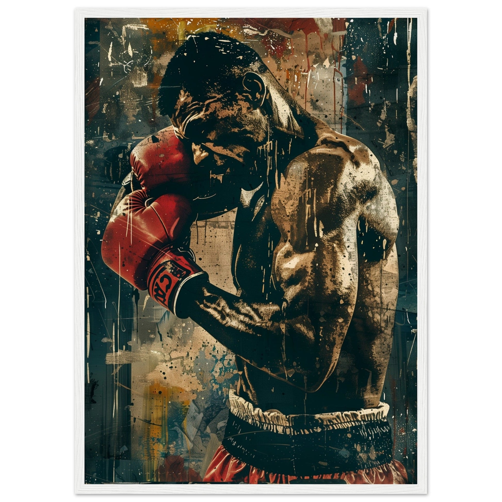 Poster Boxe Espagnol ( 50x70-cm-Bois-blanc)