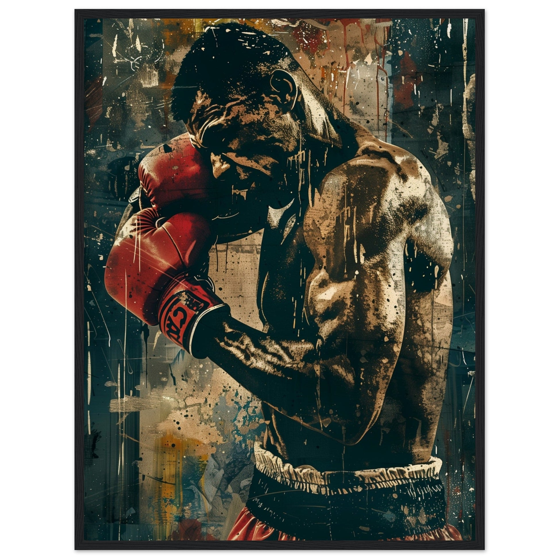 Poster Boxe Espagnol ( 60x80-cm-Bois-noir)