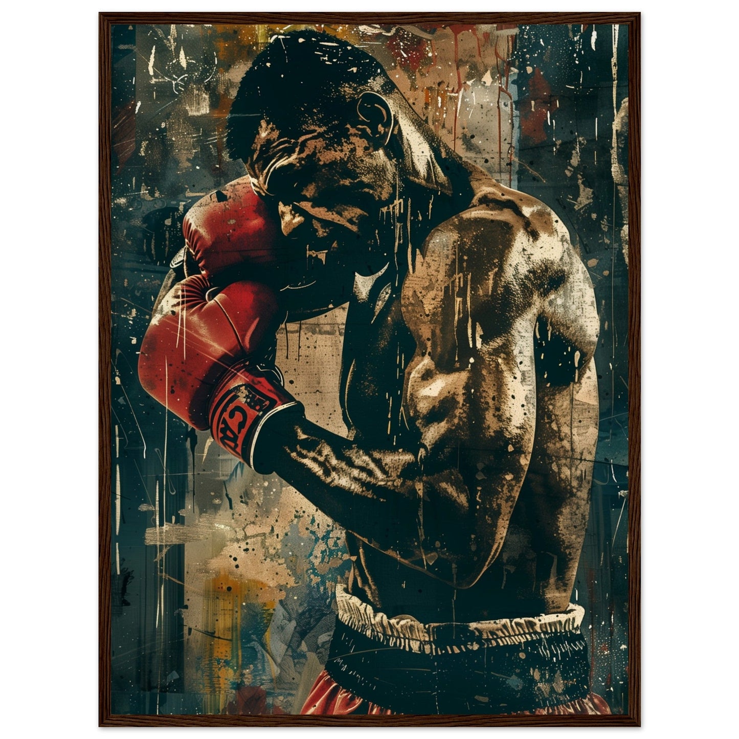 Poster Boxe Espagnol ( 60x80-cm-Bois-foncé)