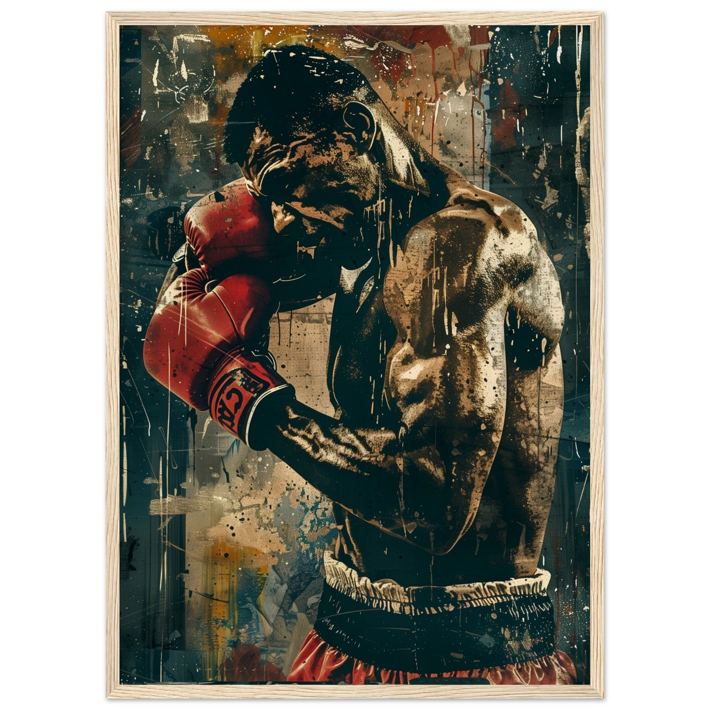 Poster Boxe Espagnol ( 50x70-cm-Bois-clair)