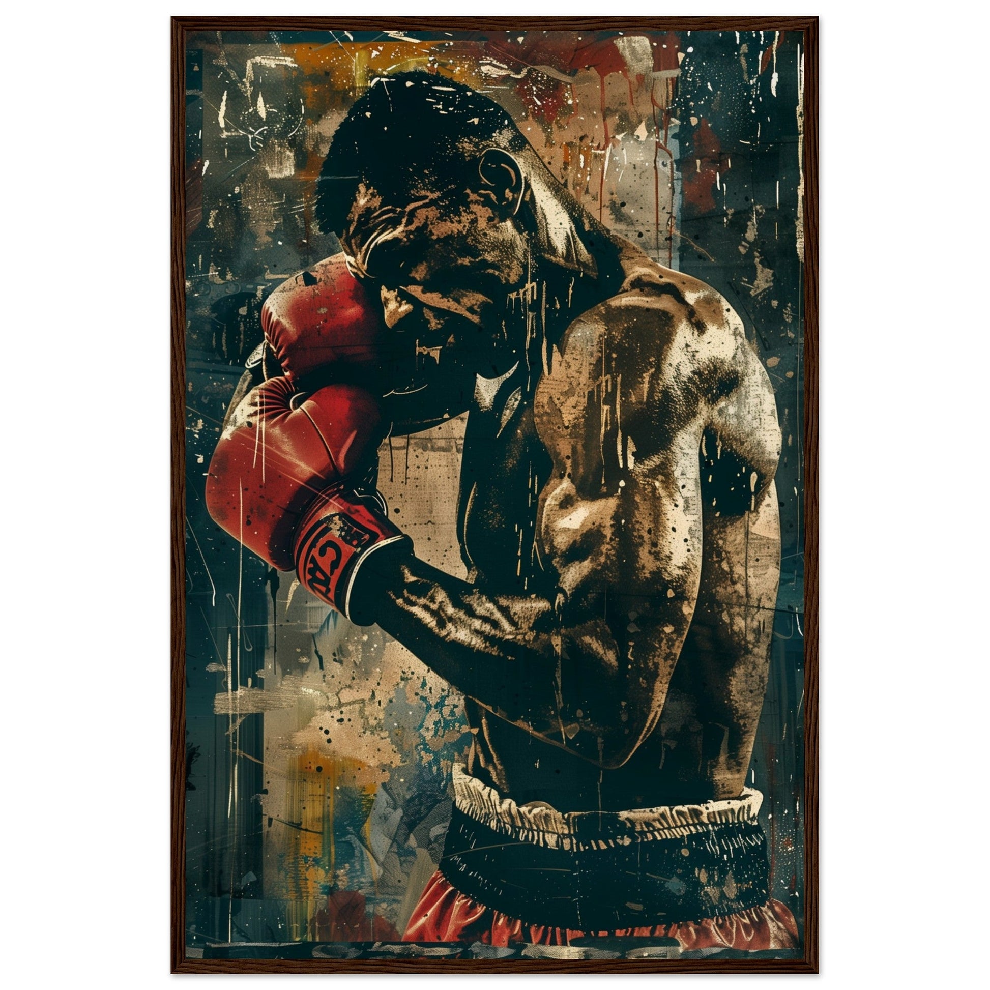 Poster Boxe Espagnol ( 60x90-cm-Bois-foncé)