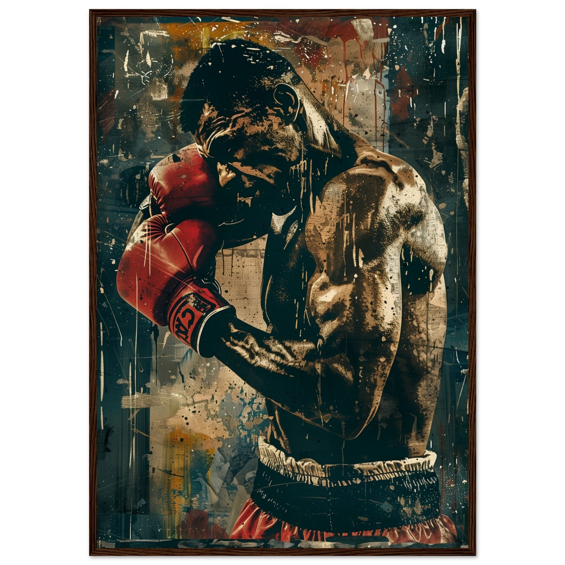 Poster Boxe Espagnol ( 70x100-cm-Bois-foncé)