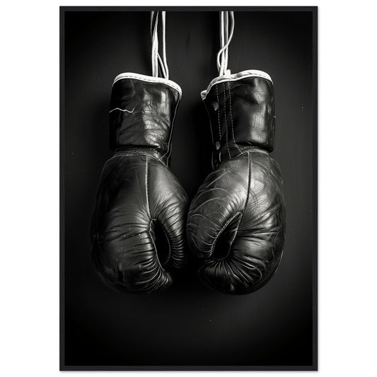 Poster Boxe Noir et Blanc ( 70x100-cm-Bois-noir)