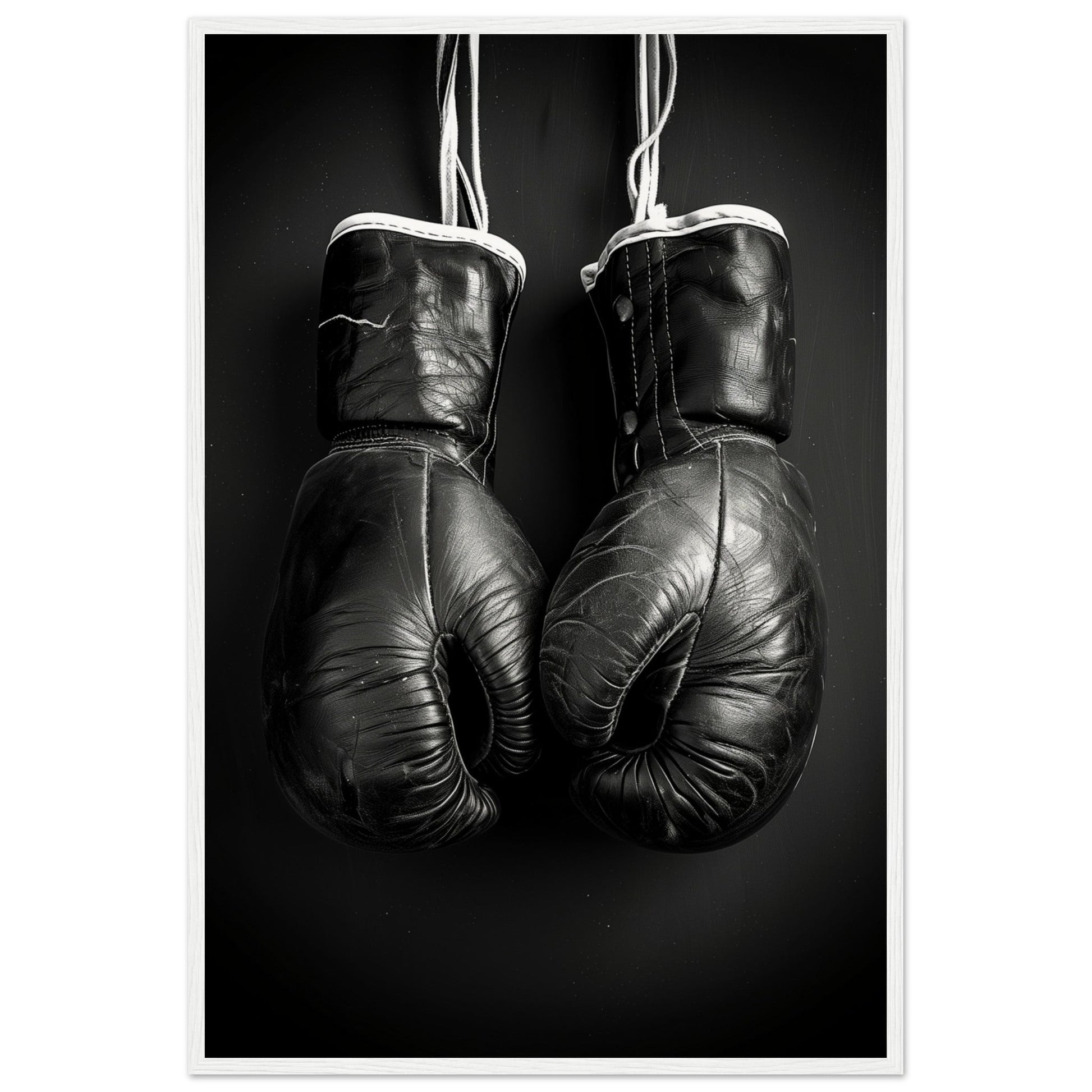 Poster Boxe Noir et Blanc ( 60x90-cm-Bois-blanc)