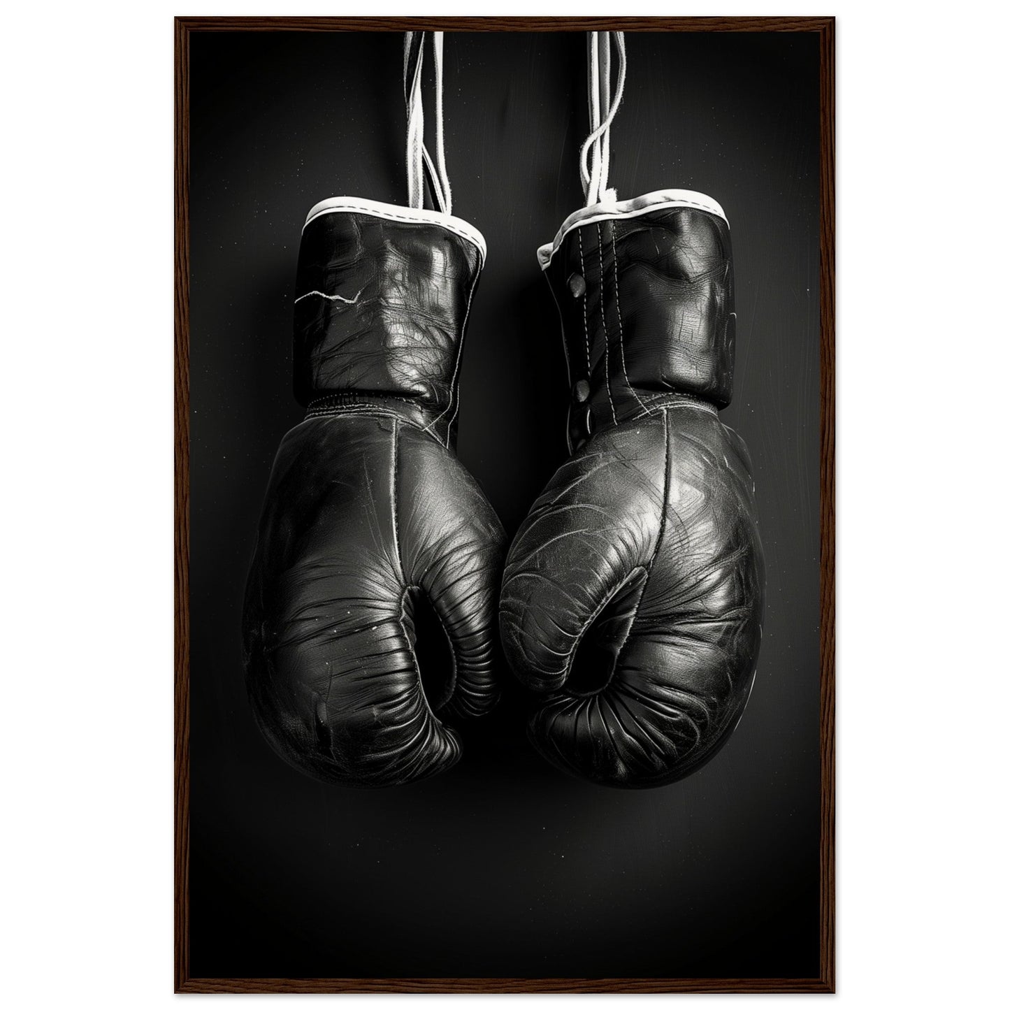 Poster Boxe Noir et Blanc ( 60x90-cm-Bois-foncé)