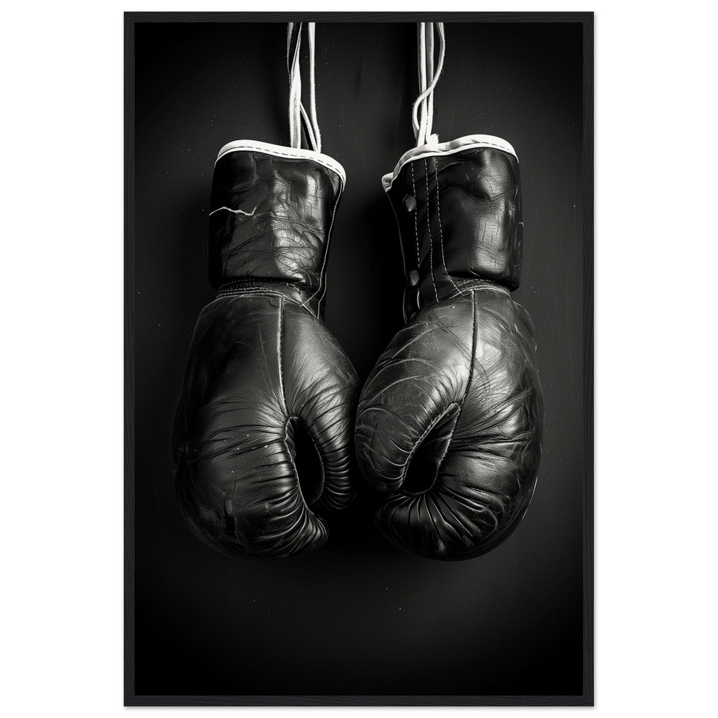 Poster Boxe Noir et Blanc ( 60x90-cm-Bois-noir)