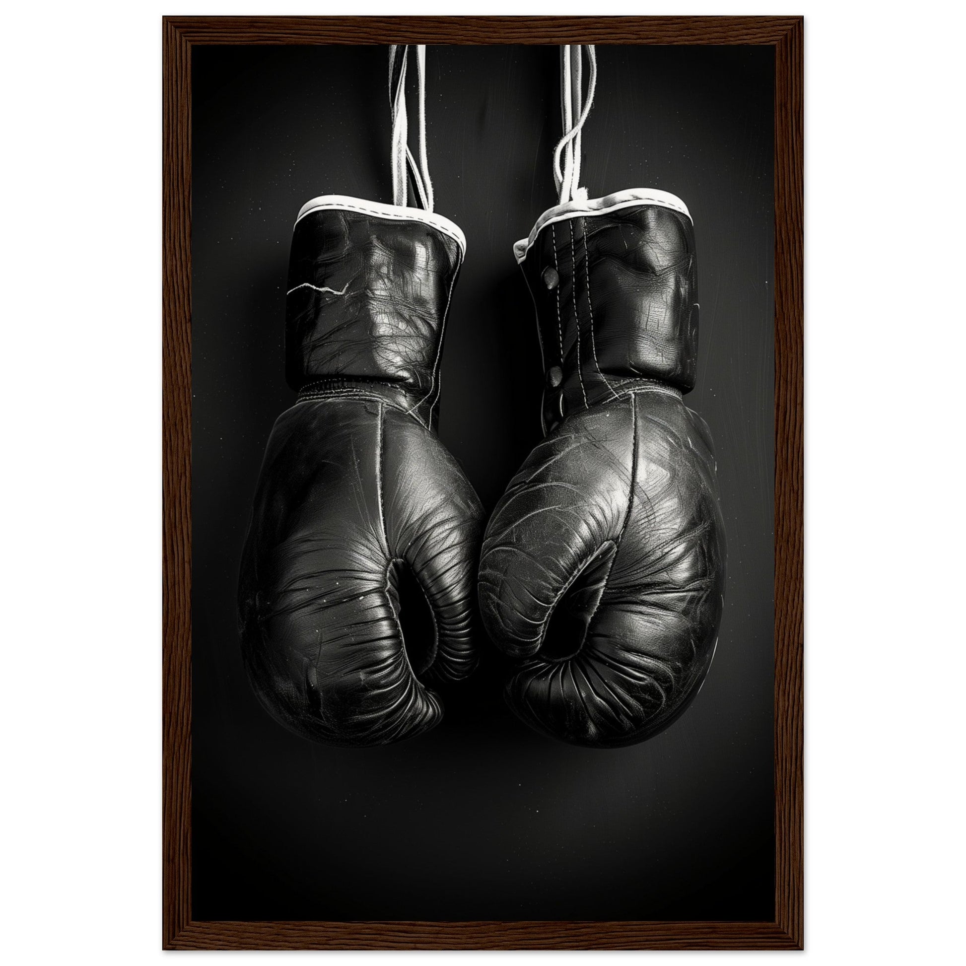 Poster Boxe Noir et Blanc ( 30x45-cm-Bois-foncé)