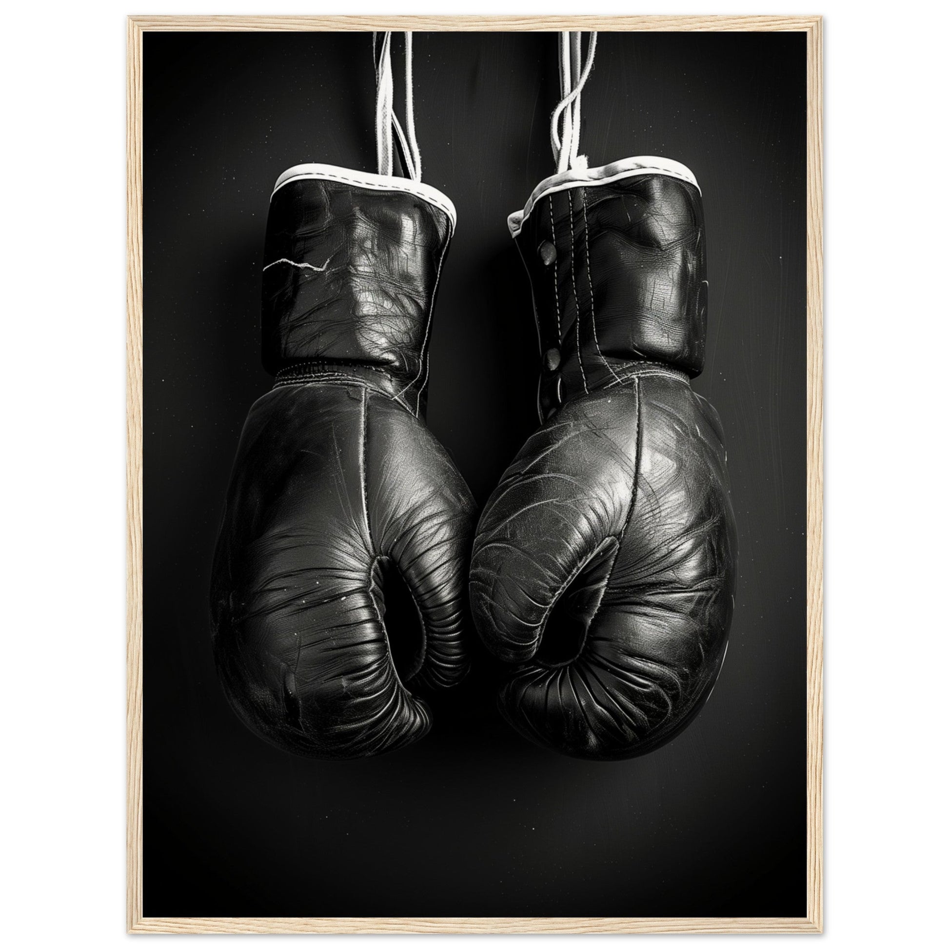 Poster Boxe Noir et Blanc ( 60x80-cm-Bois-clair)