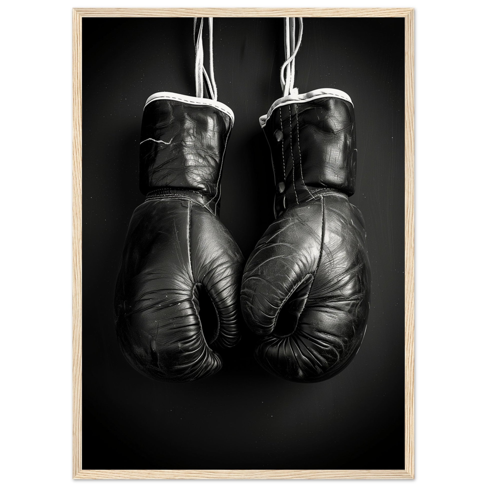 Poster Boxe Noir et Blanc ( 50x70-cm-Bois-clair)