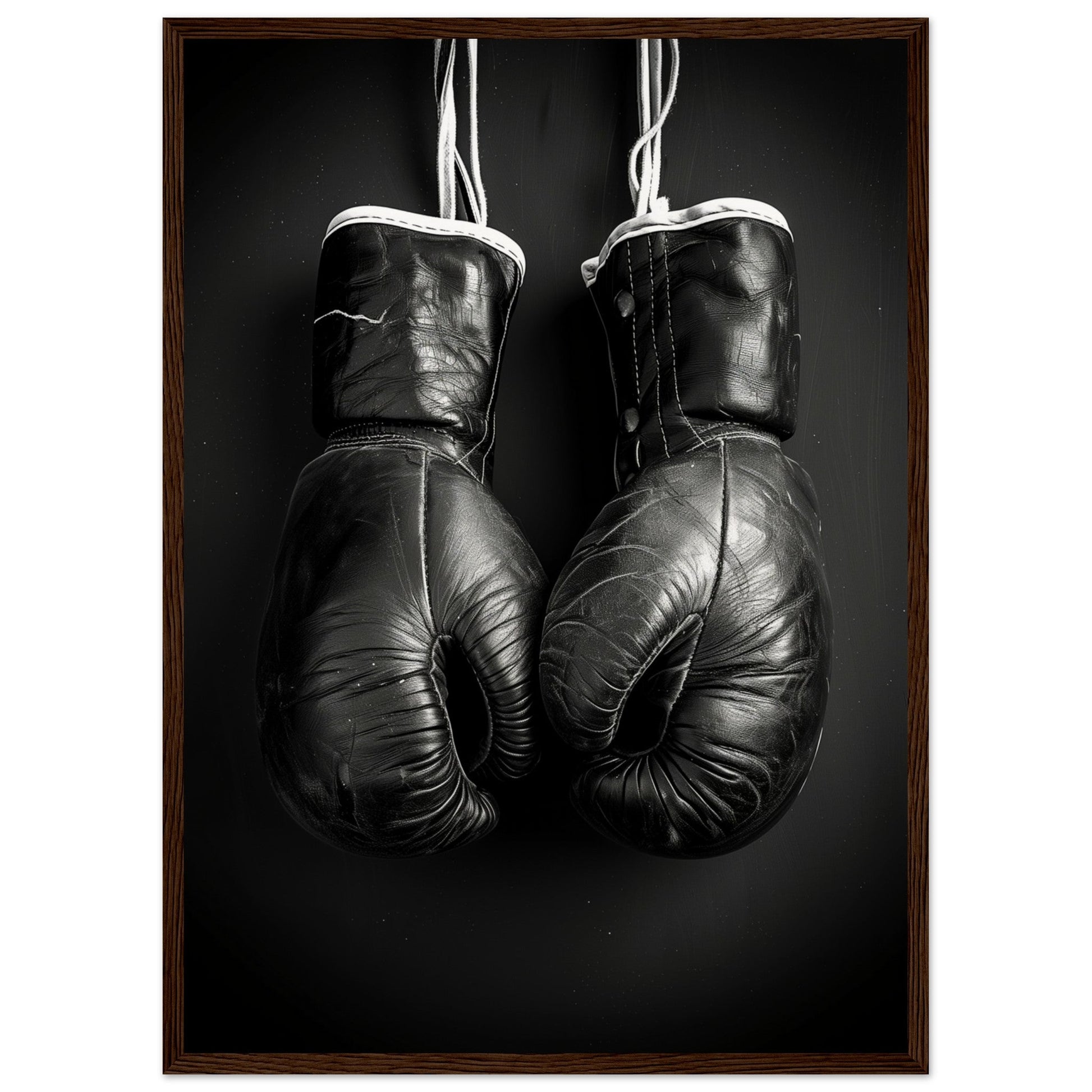 Poster Boxe Noir et Blanc ( 50x70-cm-Bois-foncé)