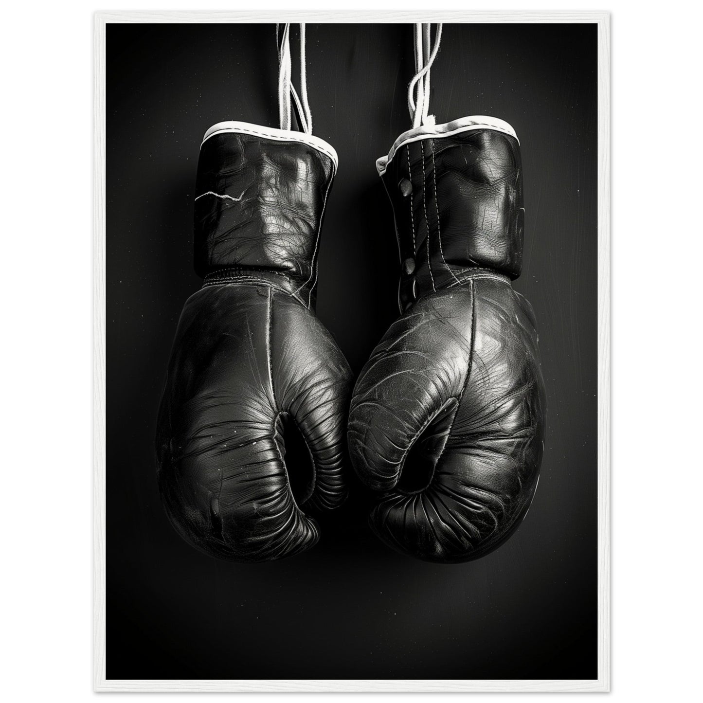 Poster Boxe Noir et Blanc ( 60x80-cm-Bois-blanc)