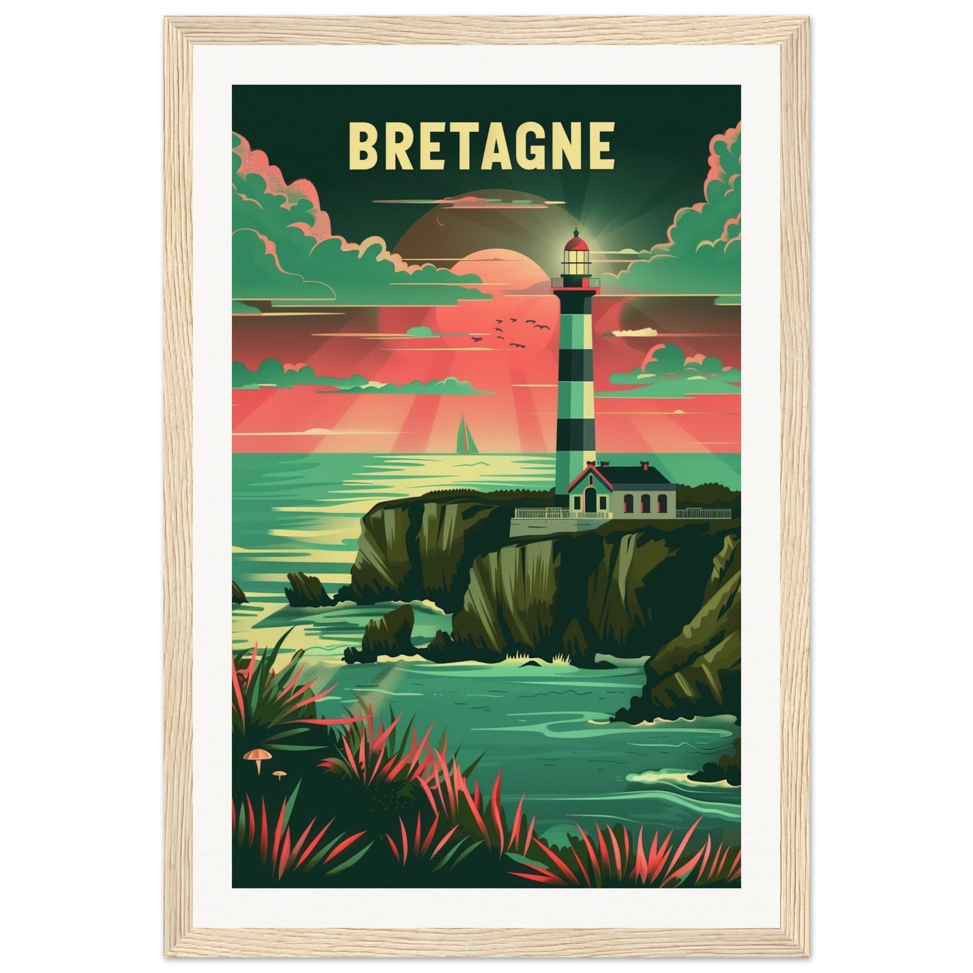 Poster Bretagne Coloré ( 30x45-cm-Bois-clair)