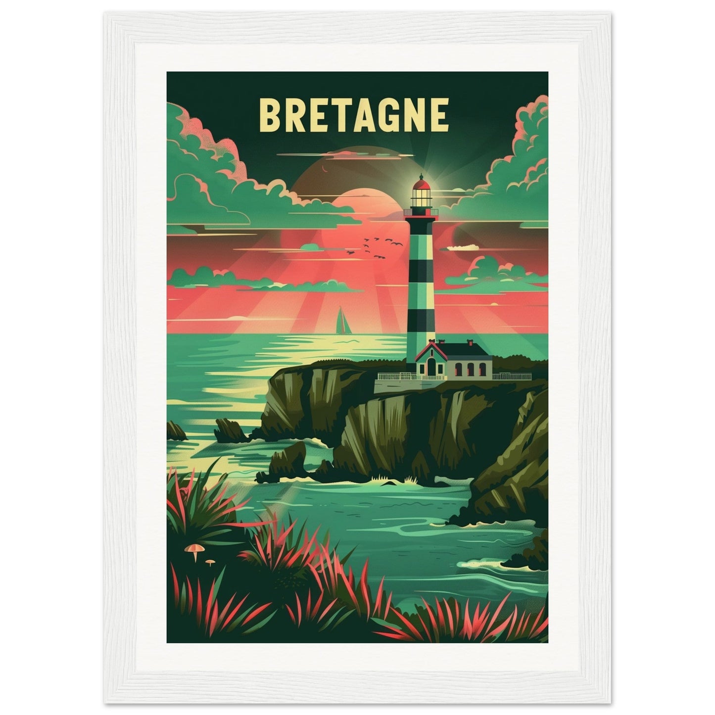 Poster Bretagne Coloré ( 21x29.7-cm-Bois-blanc)