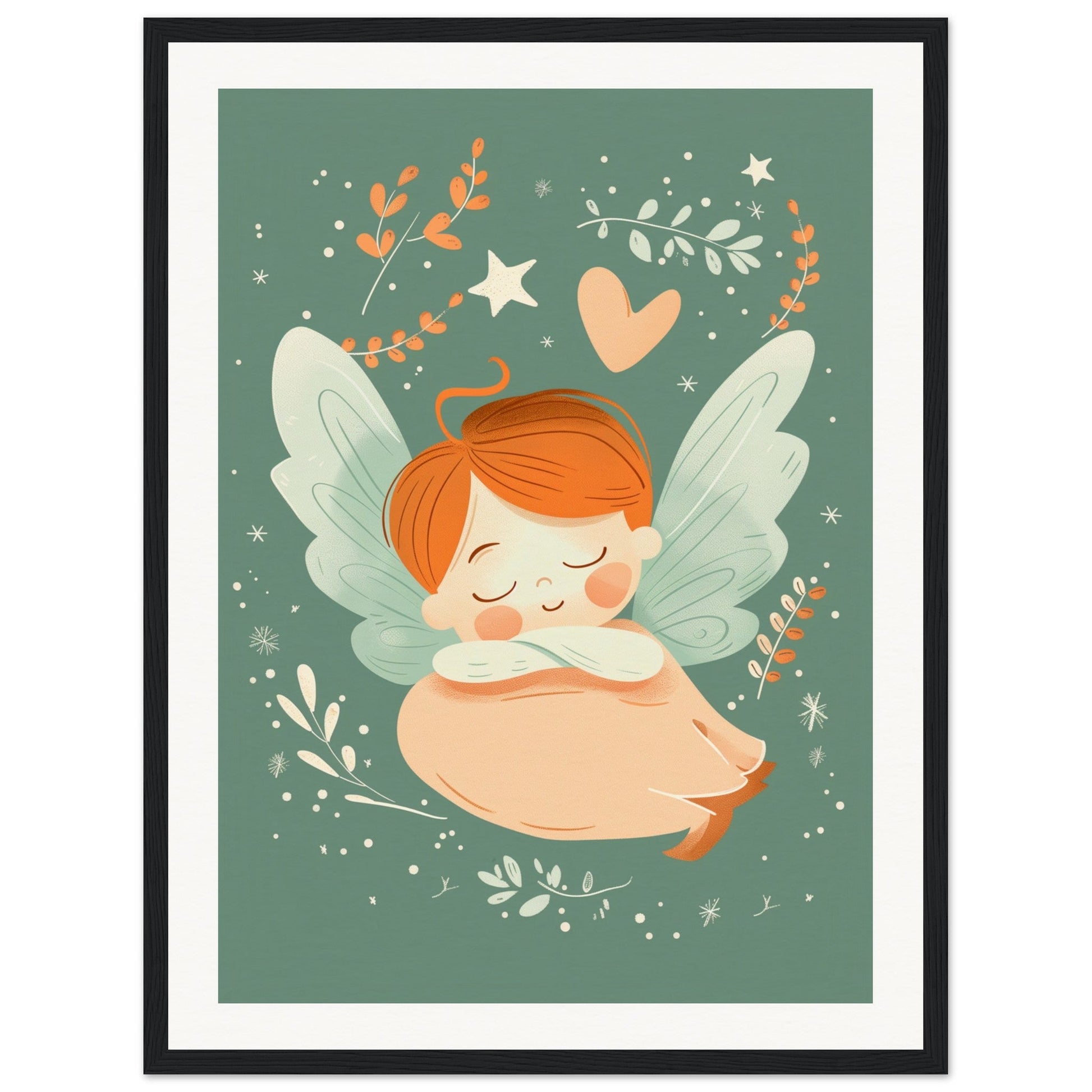 Poster Chambre Bébé Mignon ( 45x60-cm-Bois-noir)