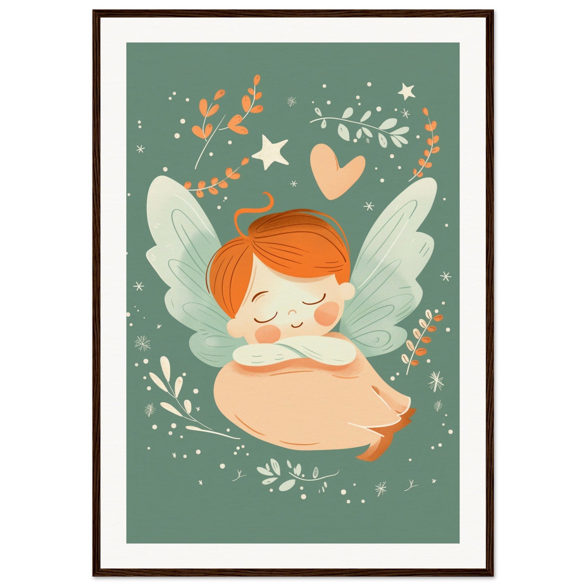 Poster Chambre Bébé Mignon ( 70x100-cm-Bois-foncé)