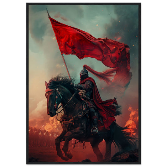 Poster Cheval De Guerre ( 70x100-cm-Bois-noir)