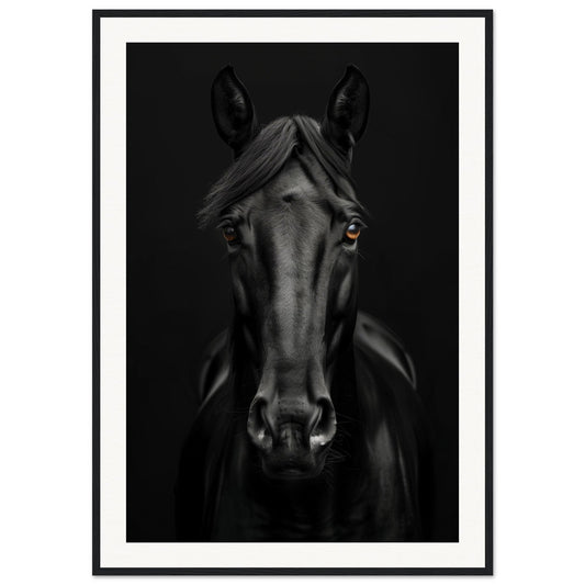 Poster Cheval Noir ( 70x100-cm-Bois-noir)