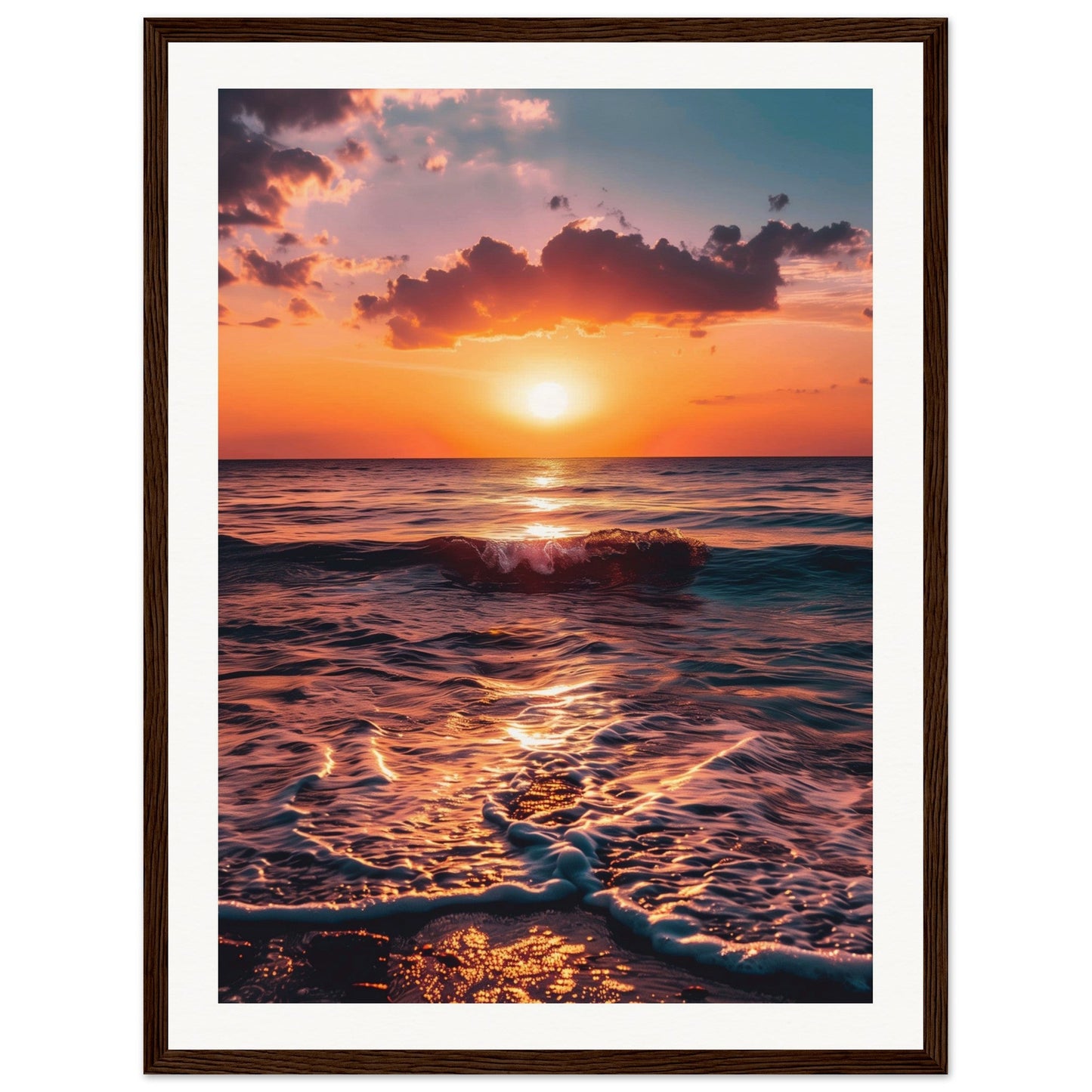 Poster Coucher de Soleil ( 45x60-cm-Bois-foncé)