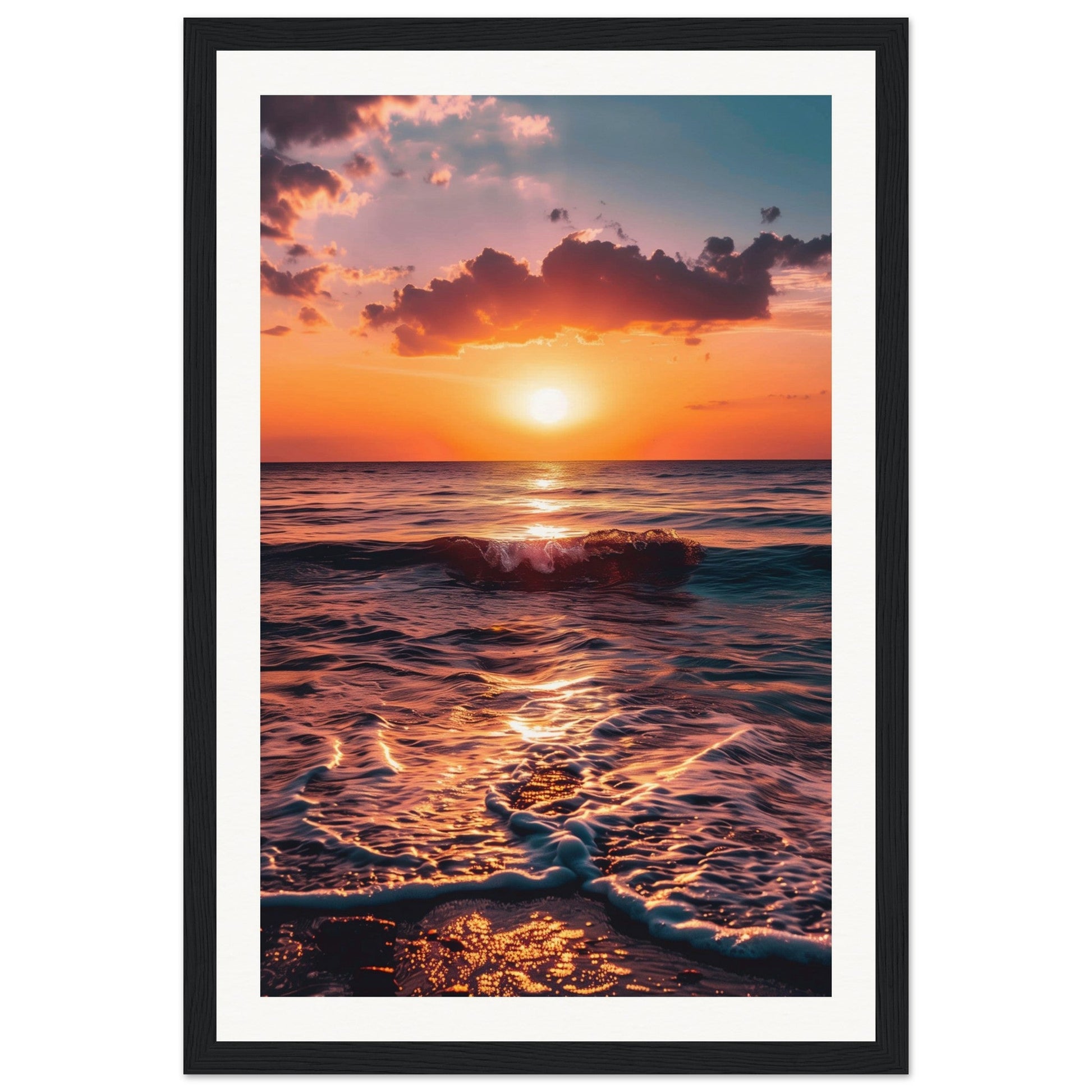 Poster Coucher de Soleil ( 30x45-cm-Bois-noir)