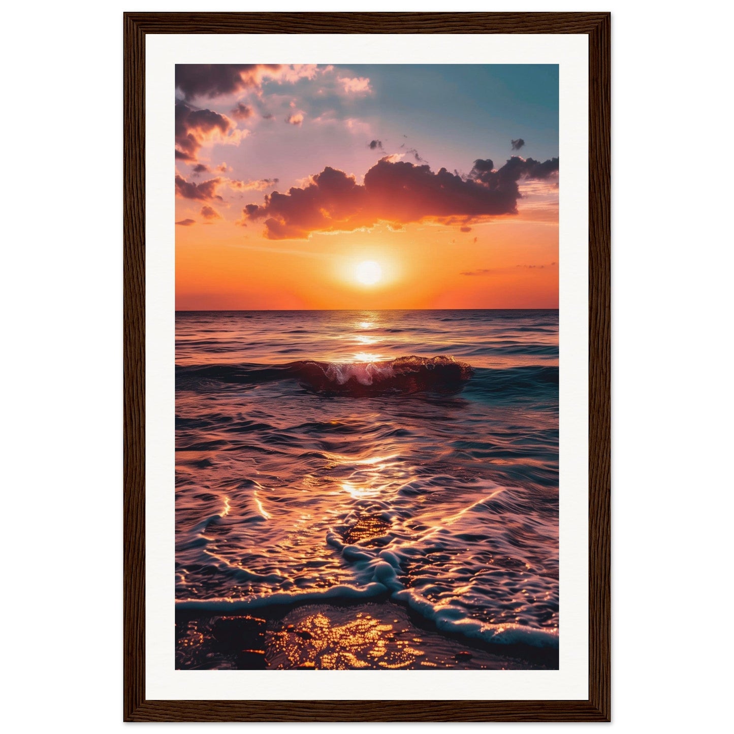 Poster Coucher de Soleil ( 30x45-cm-Bois-foncé)