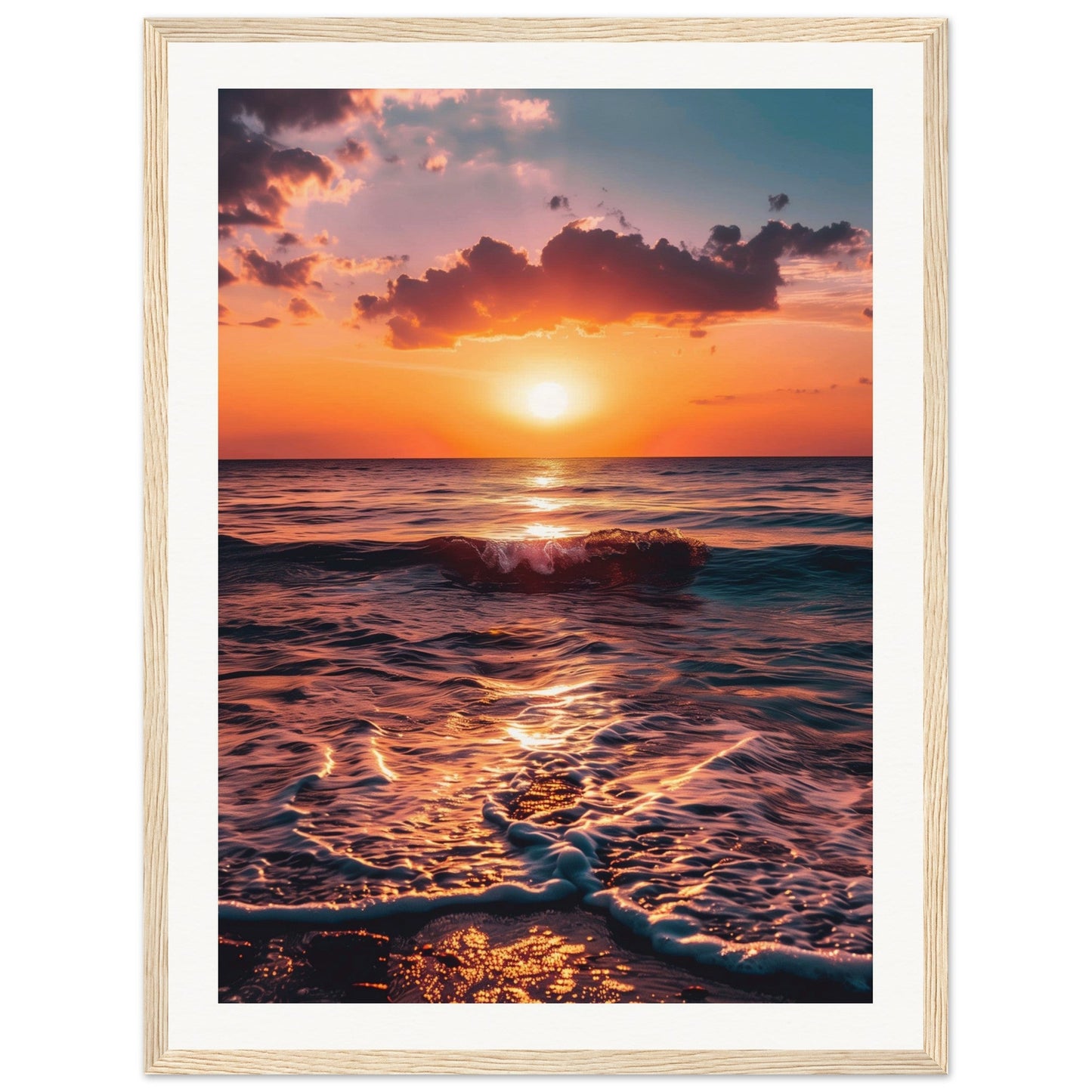 Poster Coucher de Soleil ( 45x60-cm-Bois-clair)