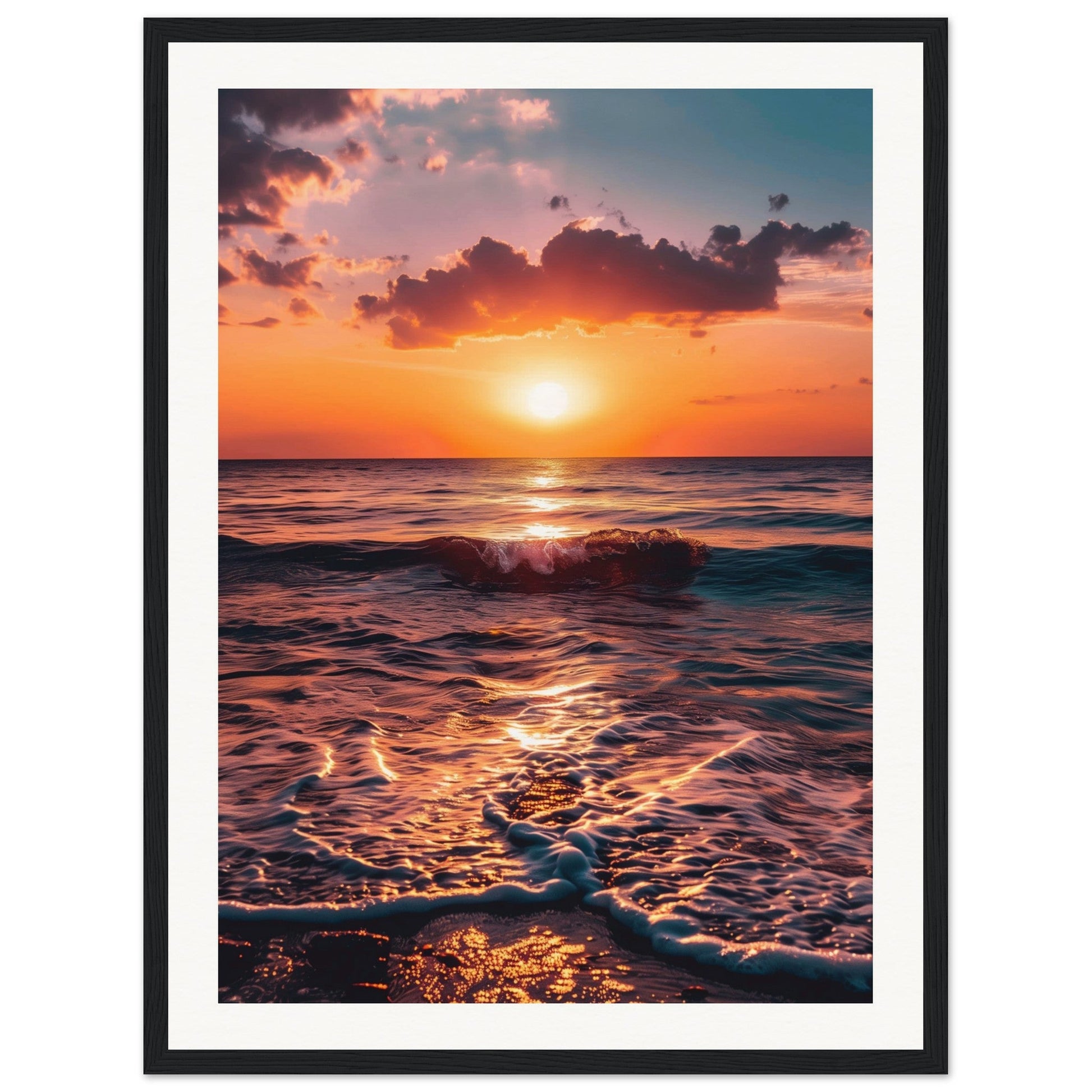 Poster Coucher de Soleil ( 45x60-cm-Bois-noir)