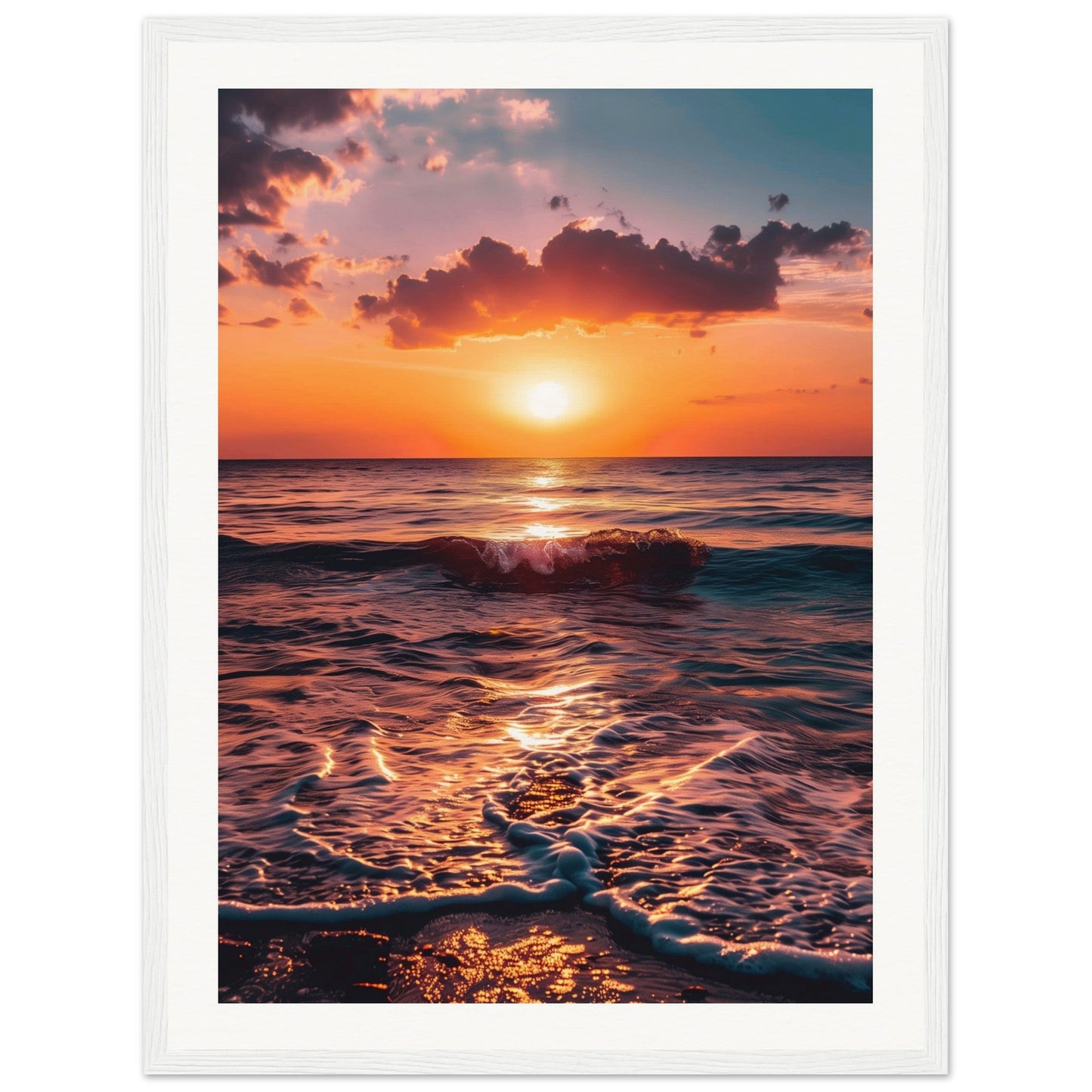 Poster Coucher de Soleil ( 45x60-cm-Bois-blanc)