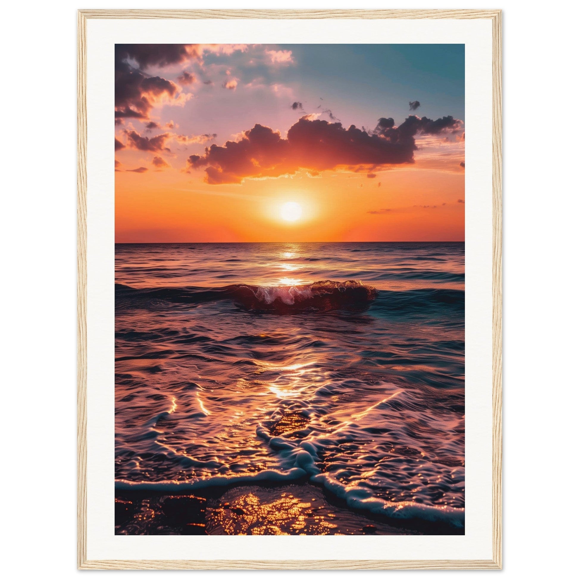 Poster Coucher de Soleil ( 60x80-cm-Bois-clair)