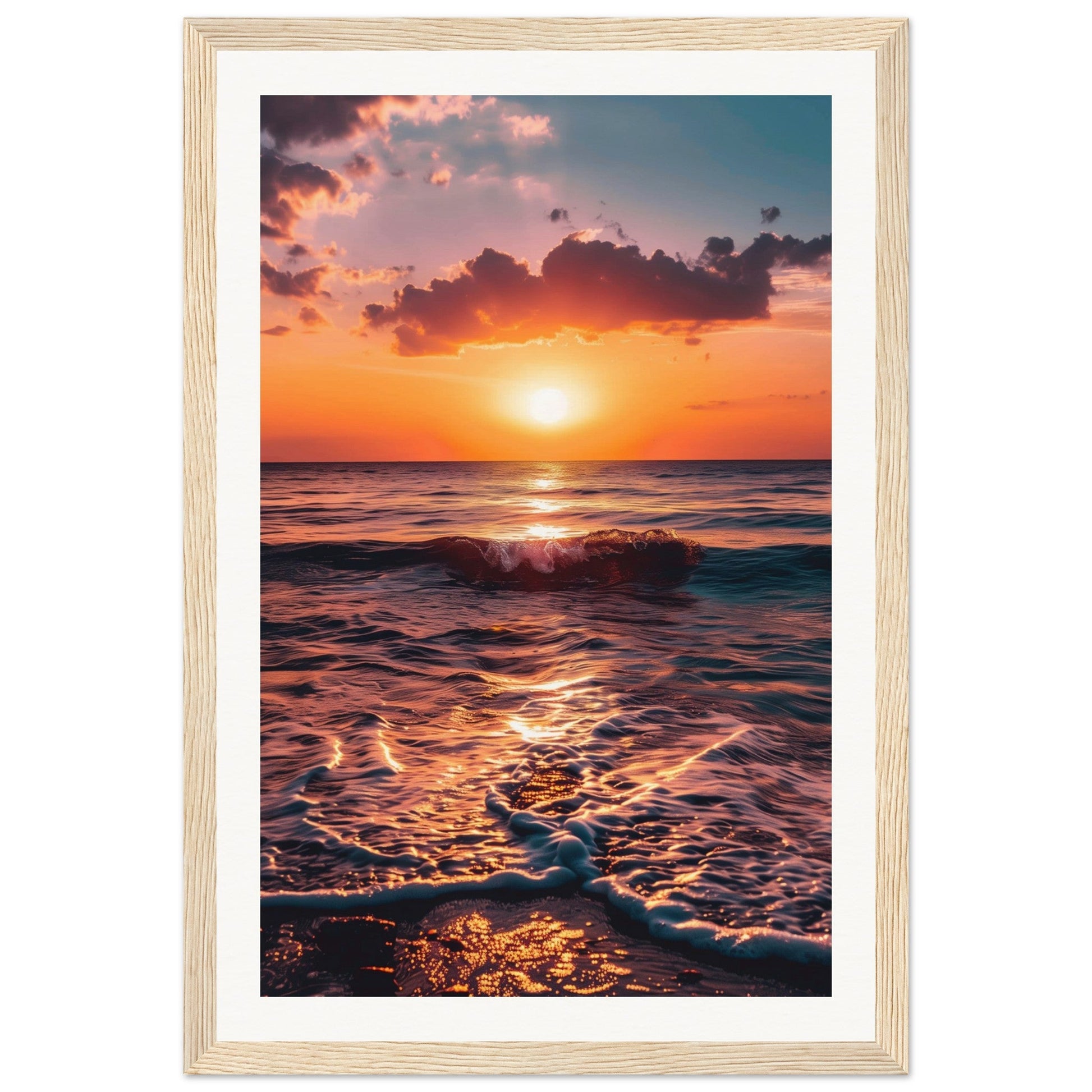 Poster Coucher de Soleil ( 30x45-cm-Bois-clair)