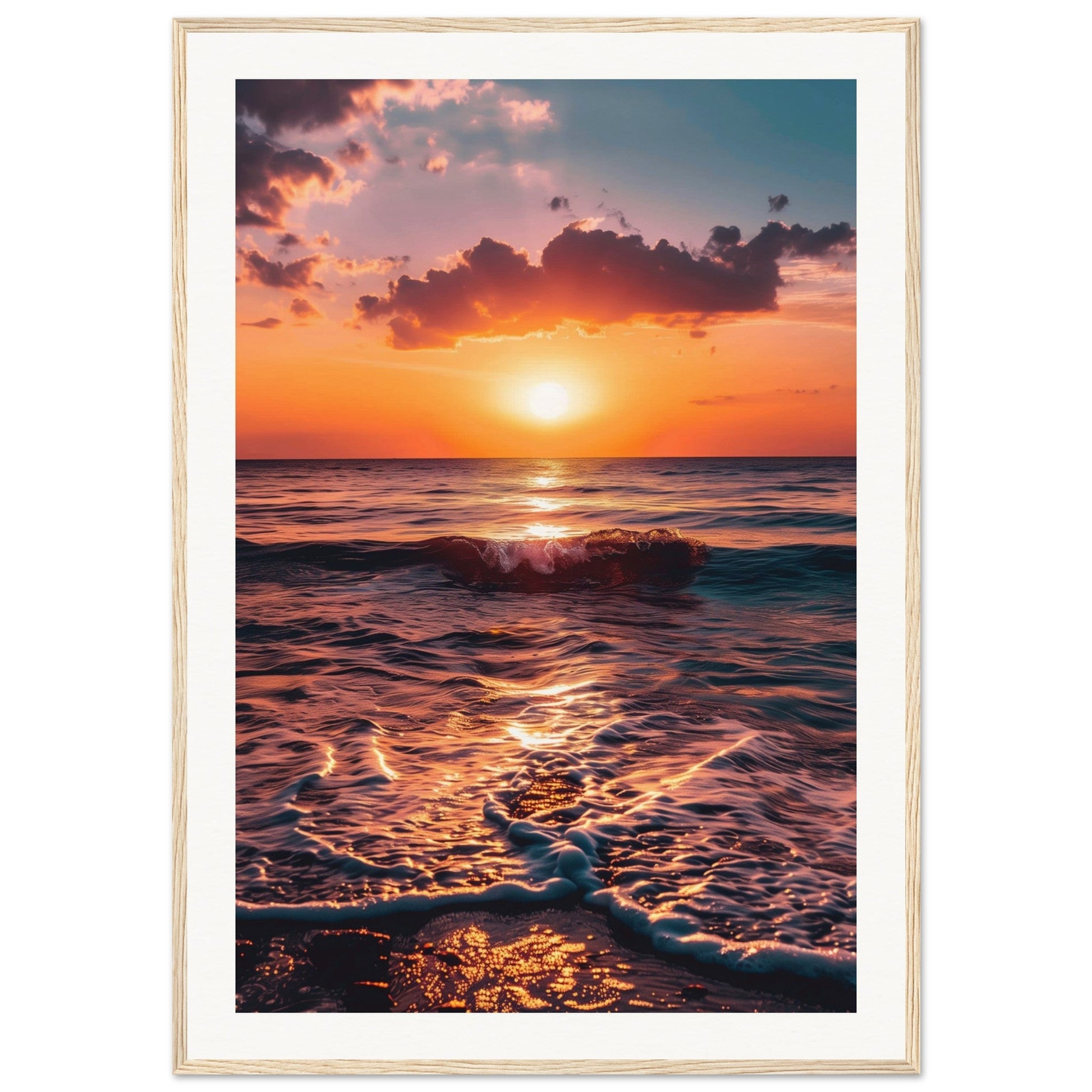 Poster Coucher de Soleil ( 70x100-cm-Bois-clair)