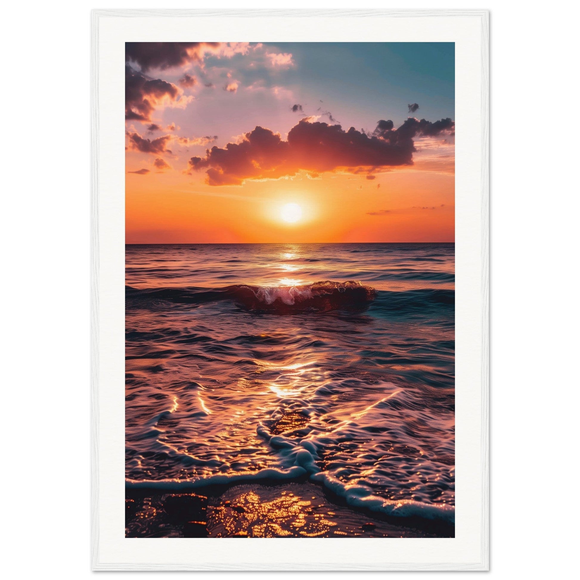 Poster Coucher de Soleil ( 70x100-cm-Bois-blanc)