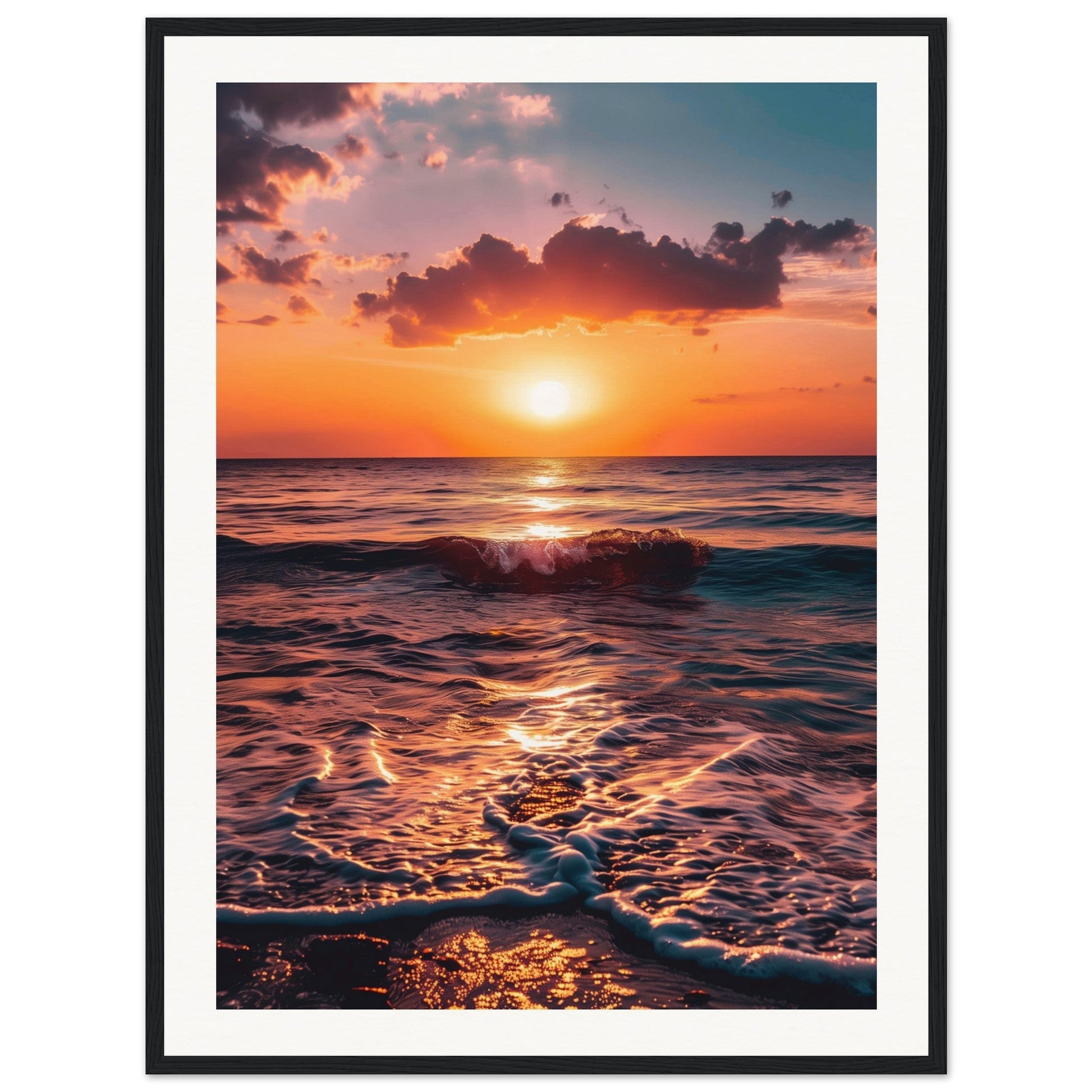 Poster Coucher de Soleil ( 60x80-cm-Bois-noir)