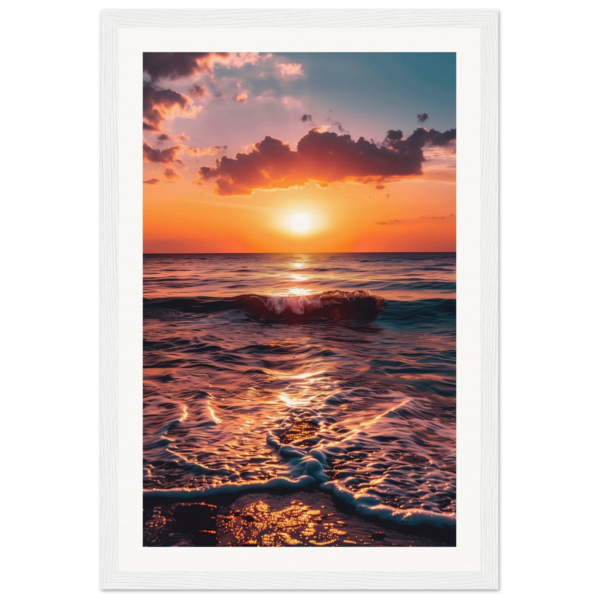 Poster Coucher de Soleil ( 30x45-cm-Bois-blanc)