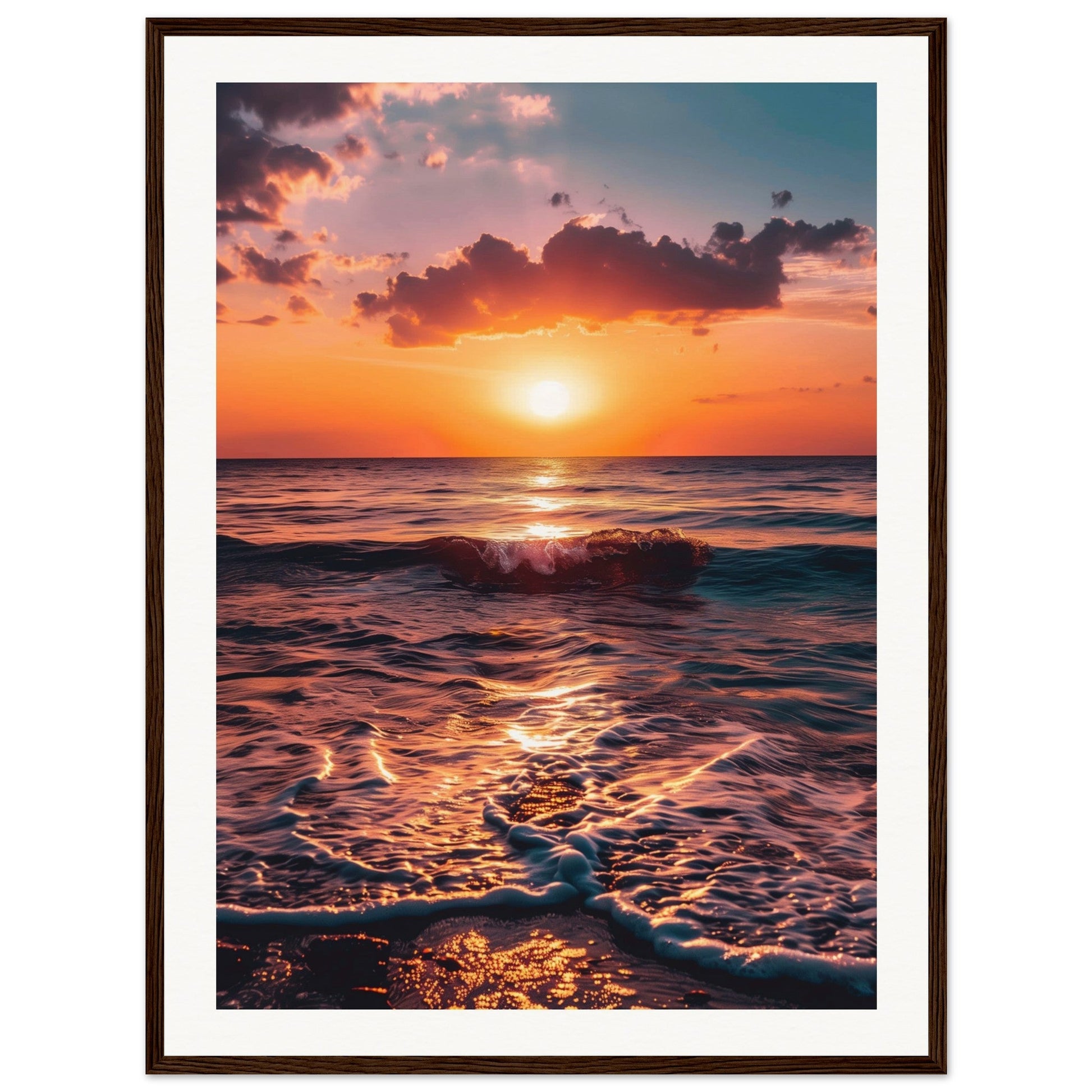 Poster Coucher de Soleil ( 60x80-cm-Bois-foncé)