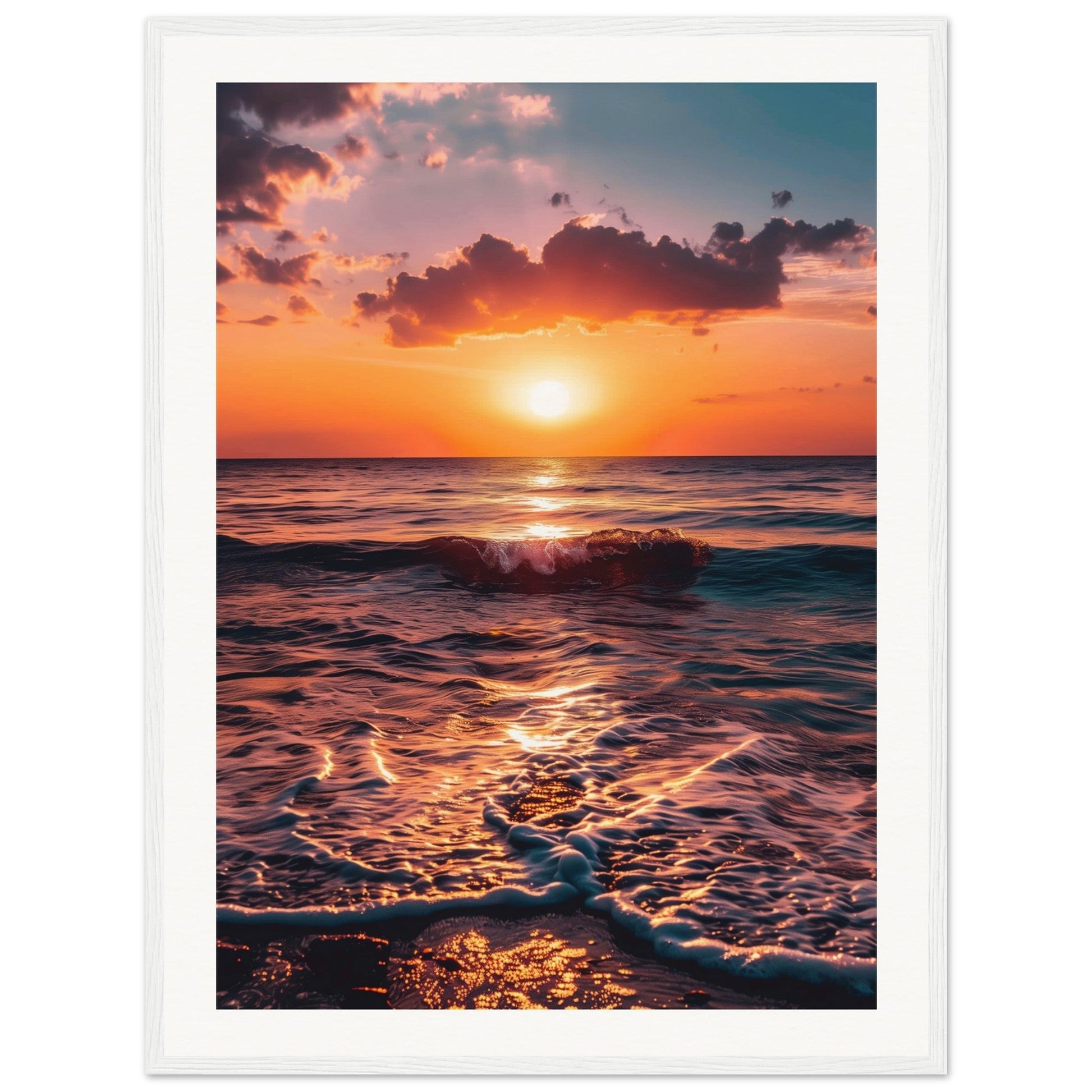 Poster Coucher de Soleil ( 60x80-cm-Bois-blanc)