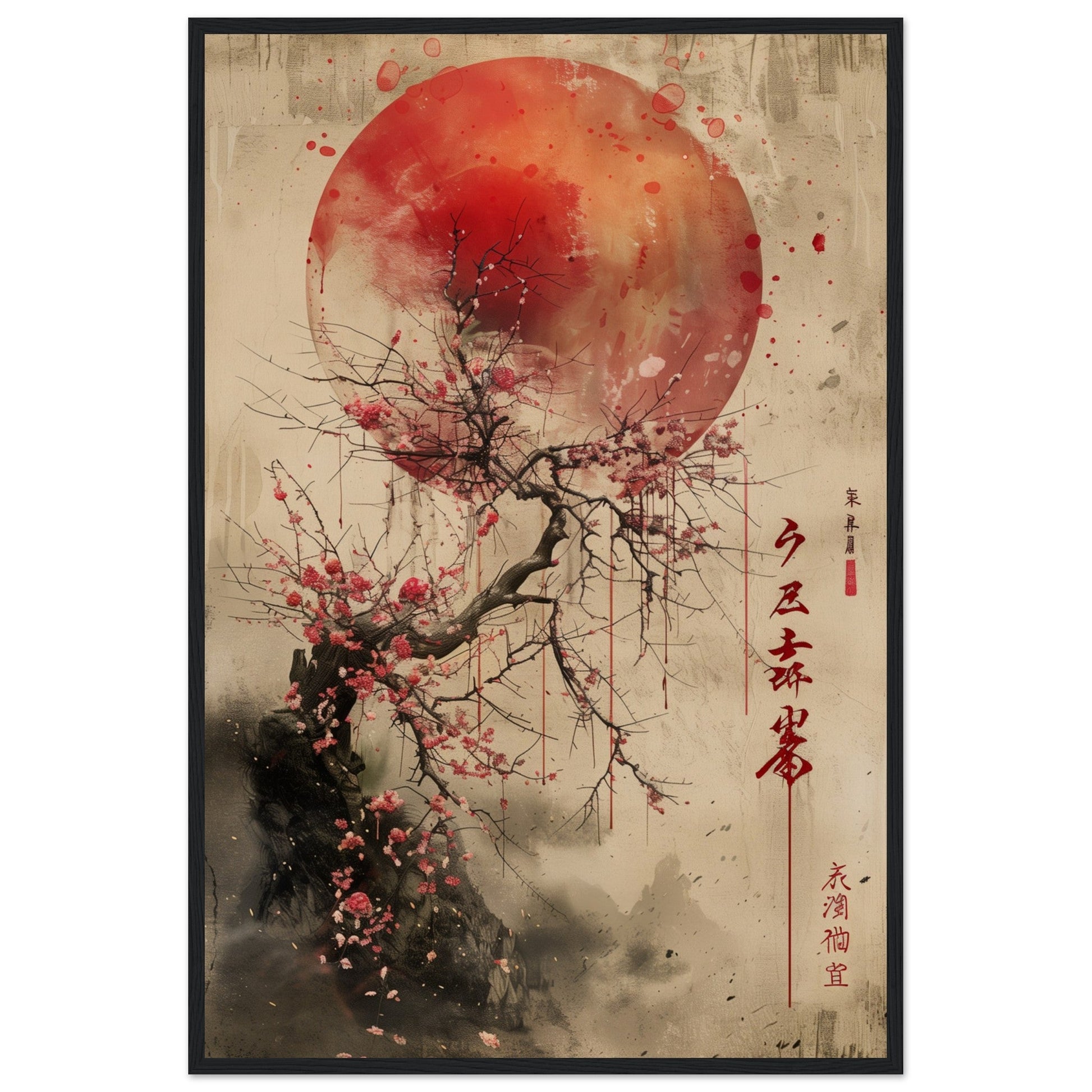 Poster Design Japanese ( 60x90-cm-Bois-noir)