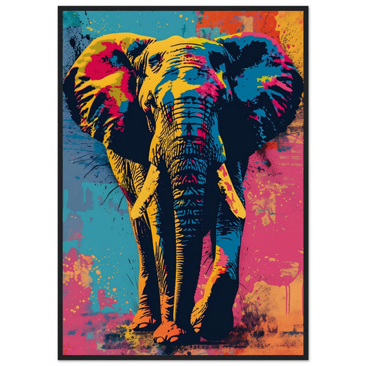 Poster Éléphant ( 70x100-cm-Bois-noir)