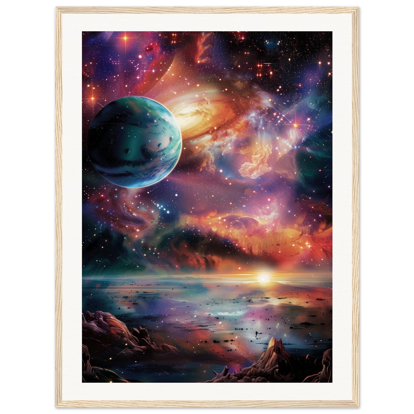 Poster Espace ( 60x80-cm-Bois-clair)