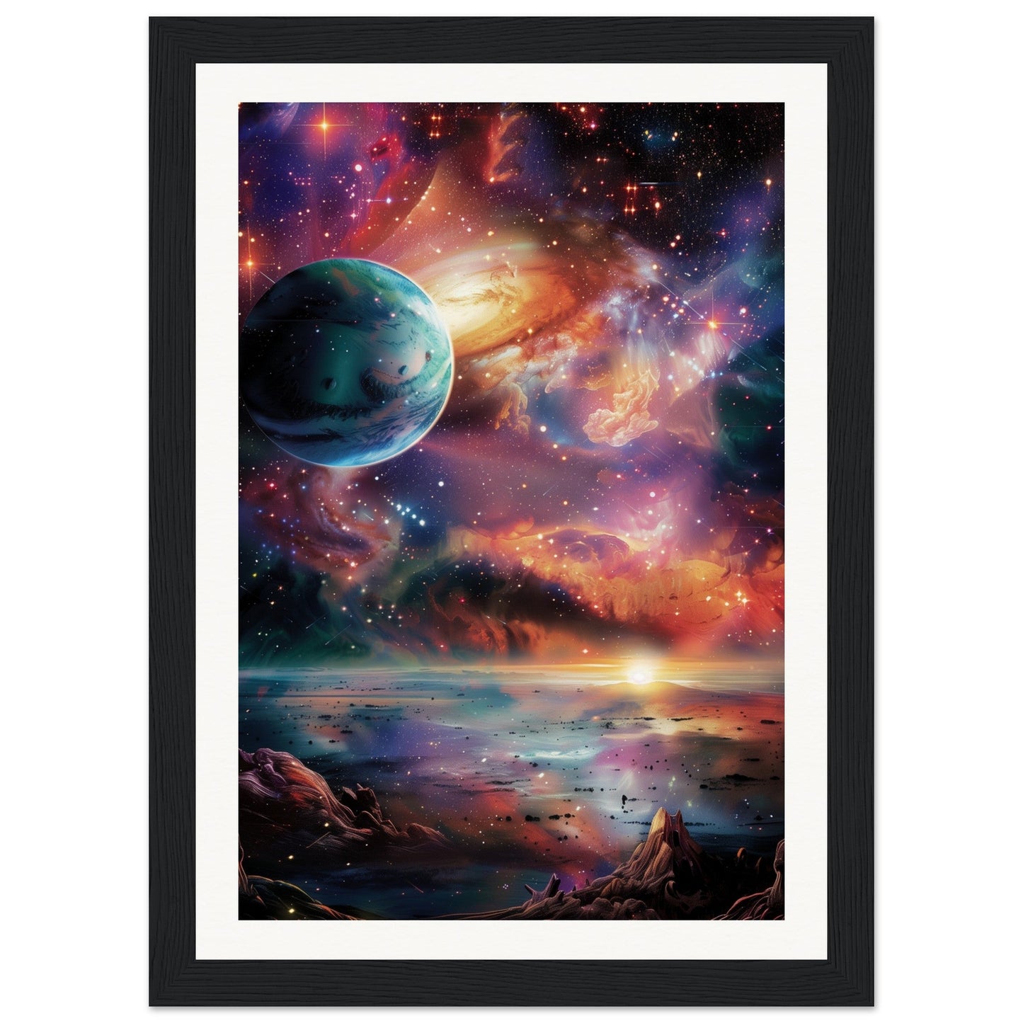 Poster Espace ( 21x29.7-cm-Bois-noir)