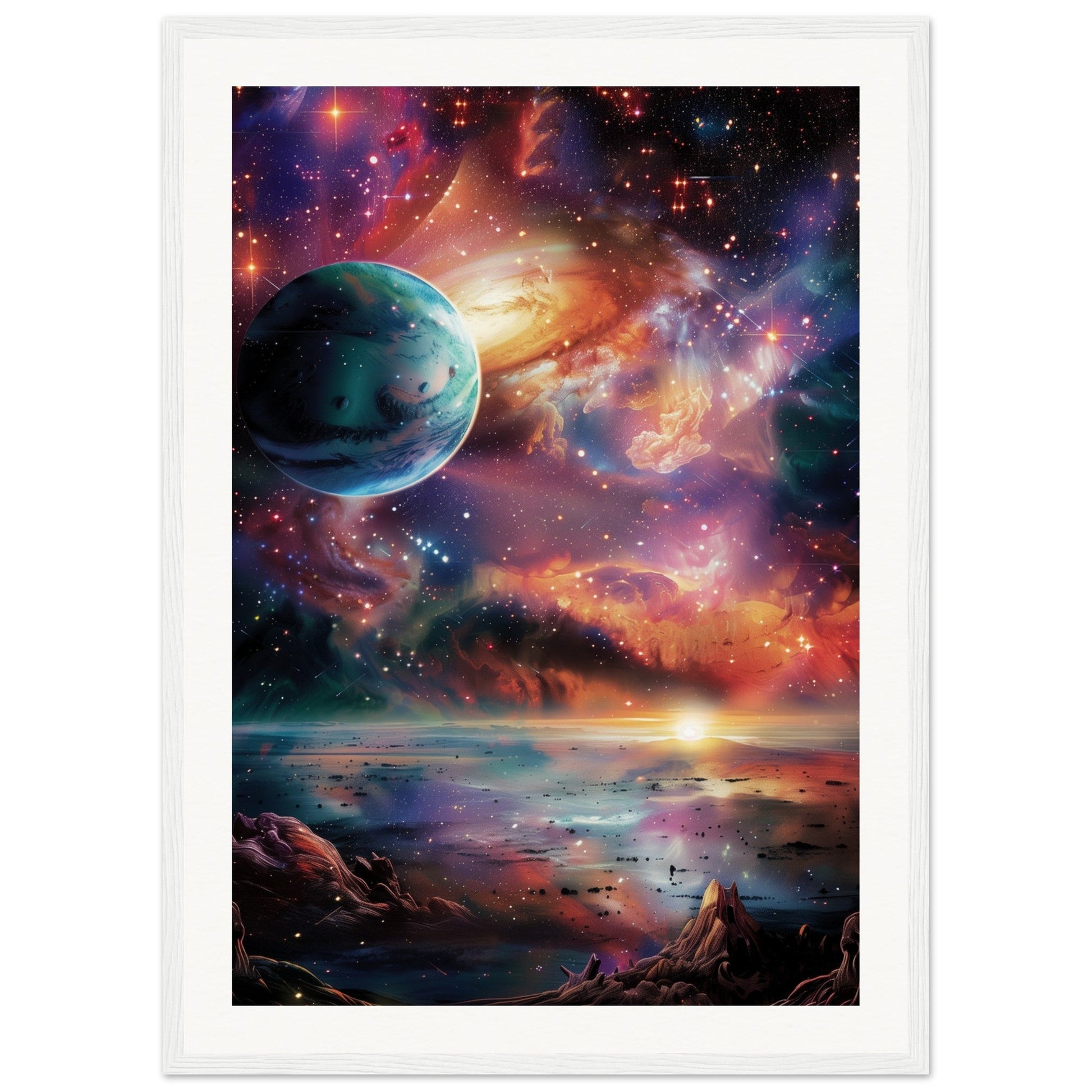 Poster Espace ( 50x70-cm-Bois-blanc)