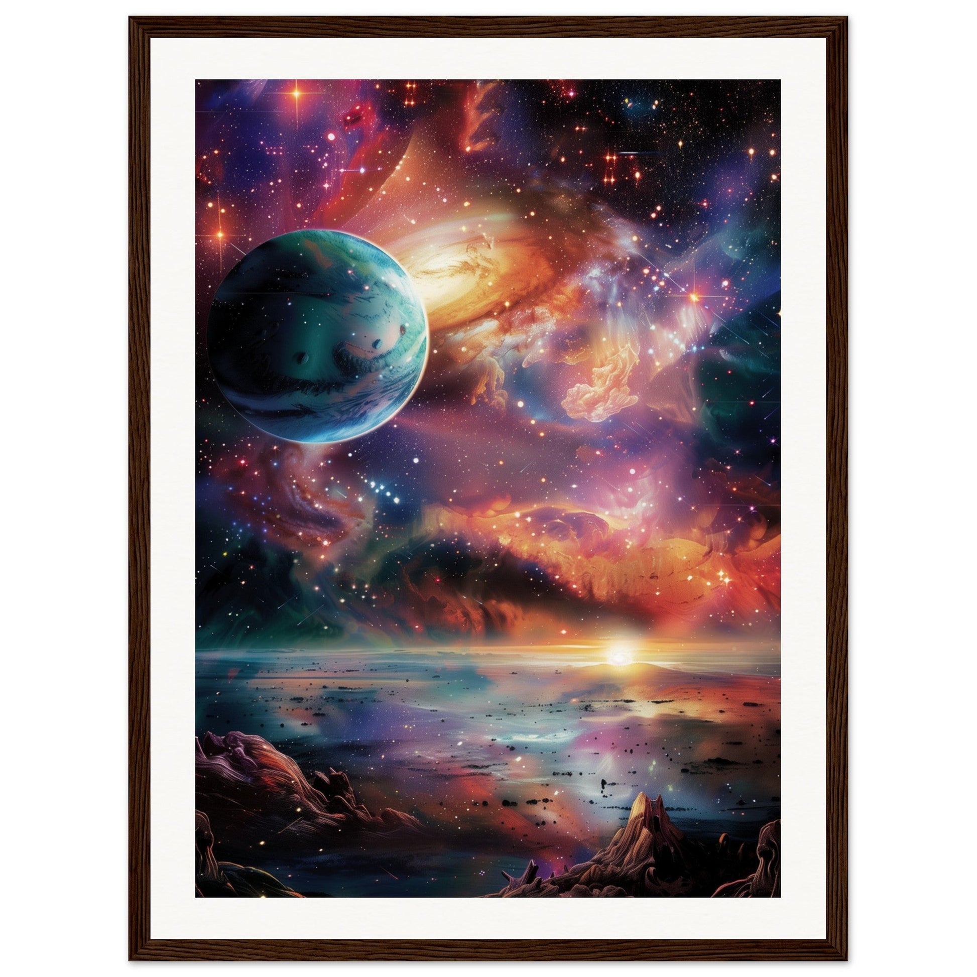 Poster Espace ( 45x60-cm-Bois-foncé)