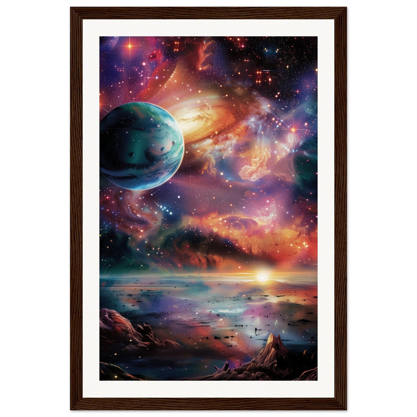 Poster Espace ( 30x45-cm-Bois-foncé)