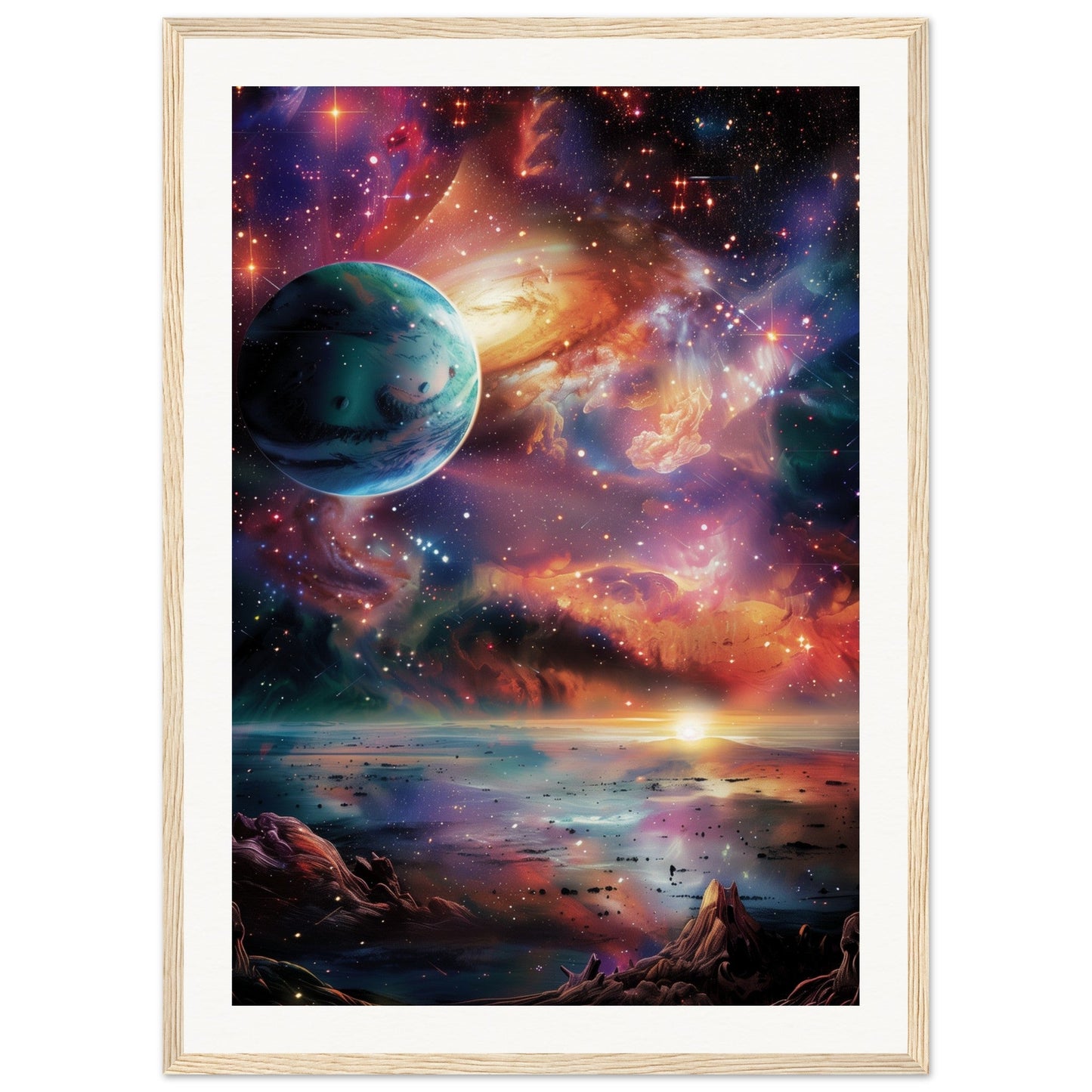 Poster Espace ( 50x70-cm-Bois-clair)