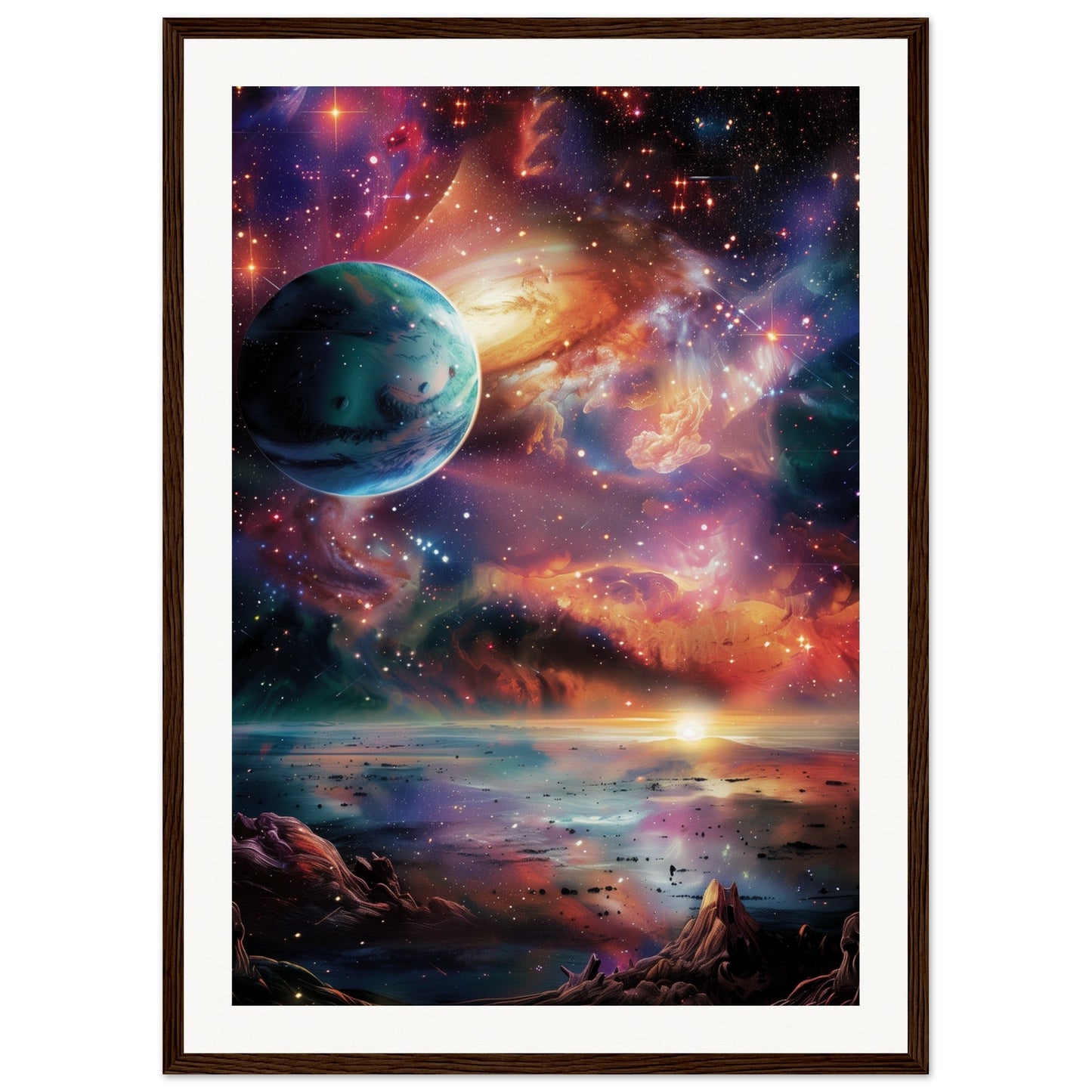 Poster Espace ( 50x70-cm-Bois-foncé)