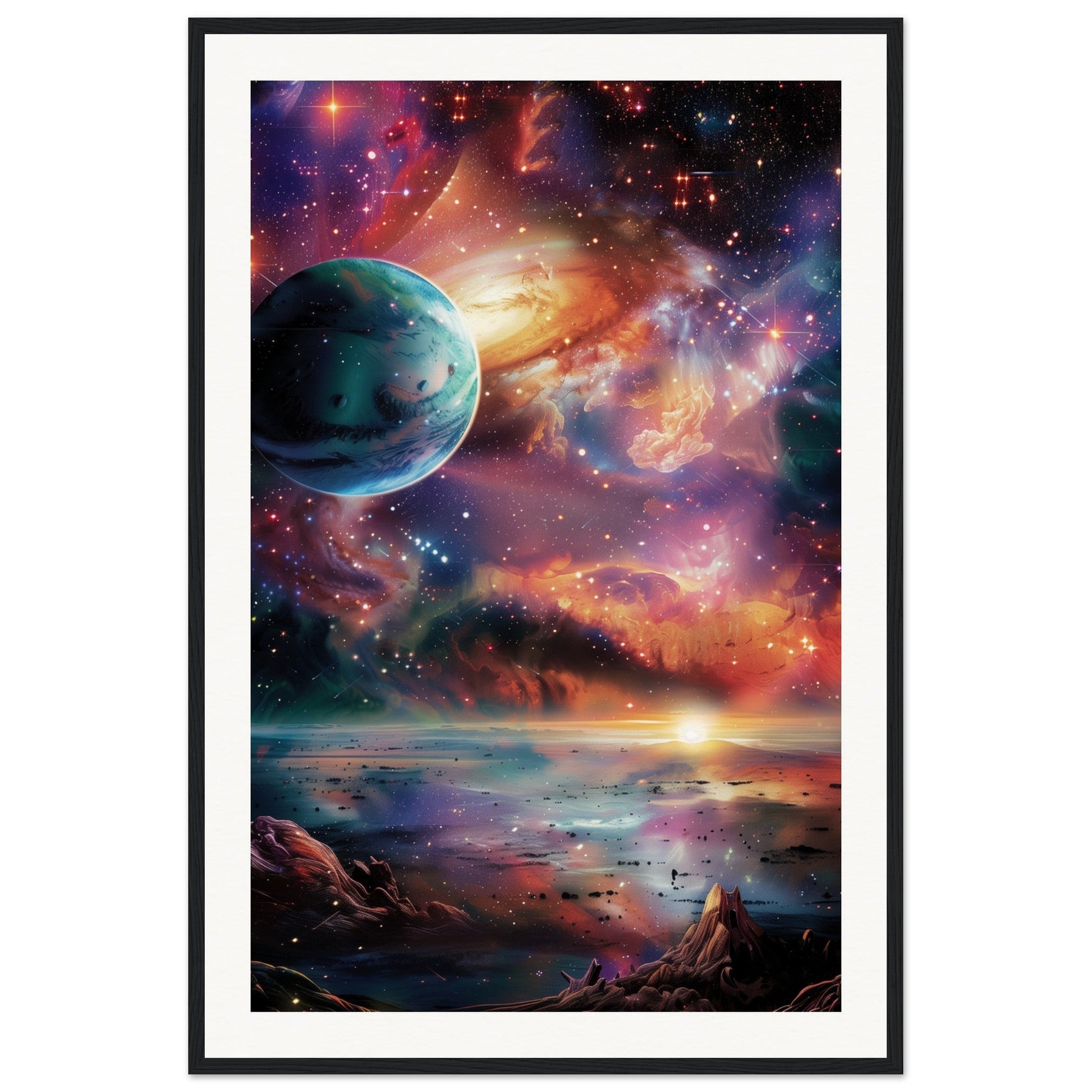 Poster Espace ( 60x90-cm-Bois-noir)