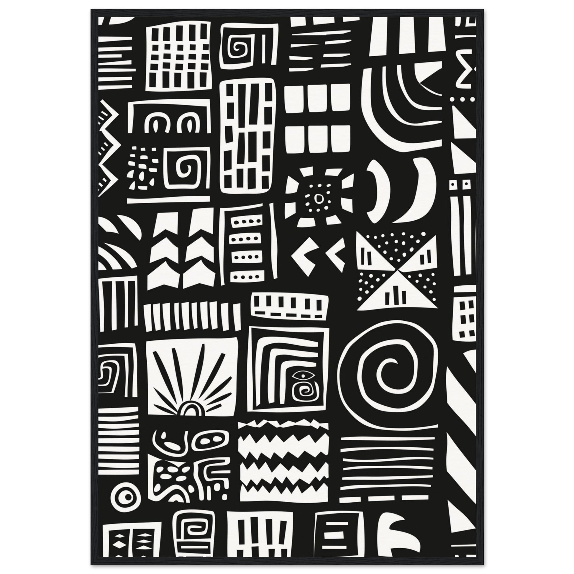 Poster Ethnique Noir et Blanc ( 70x100-cm-Bois-noir)