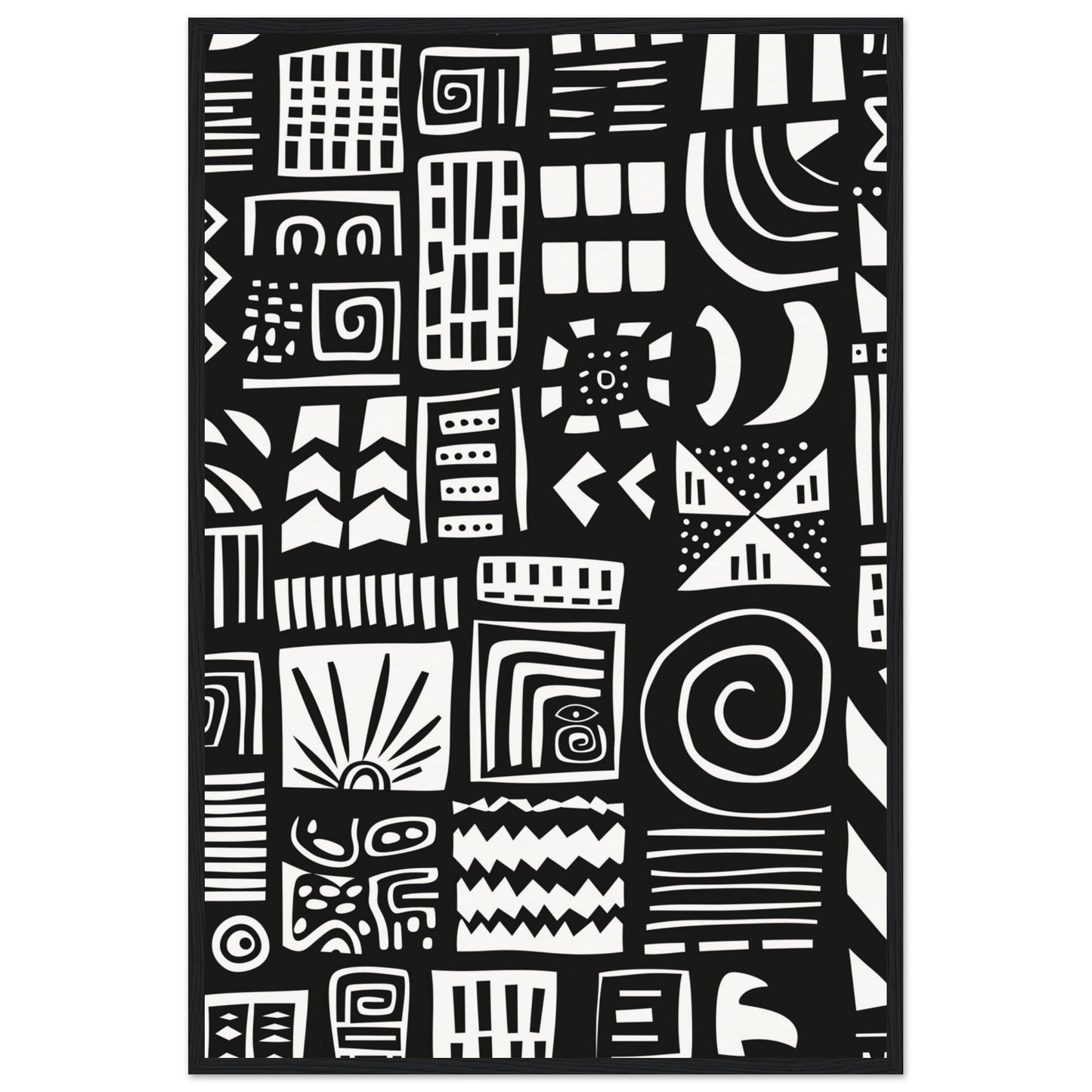 Poster Ethnique Noir et Blanc ( 60x90-cm-Bois-noir)