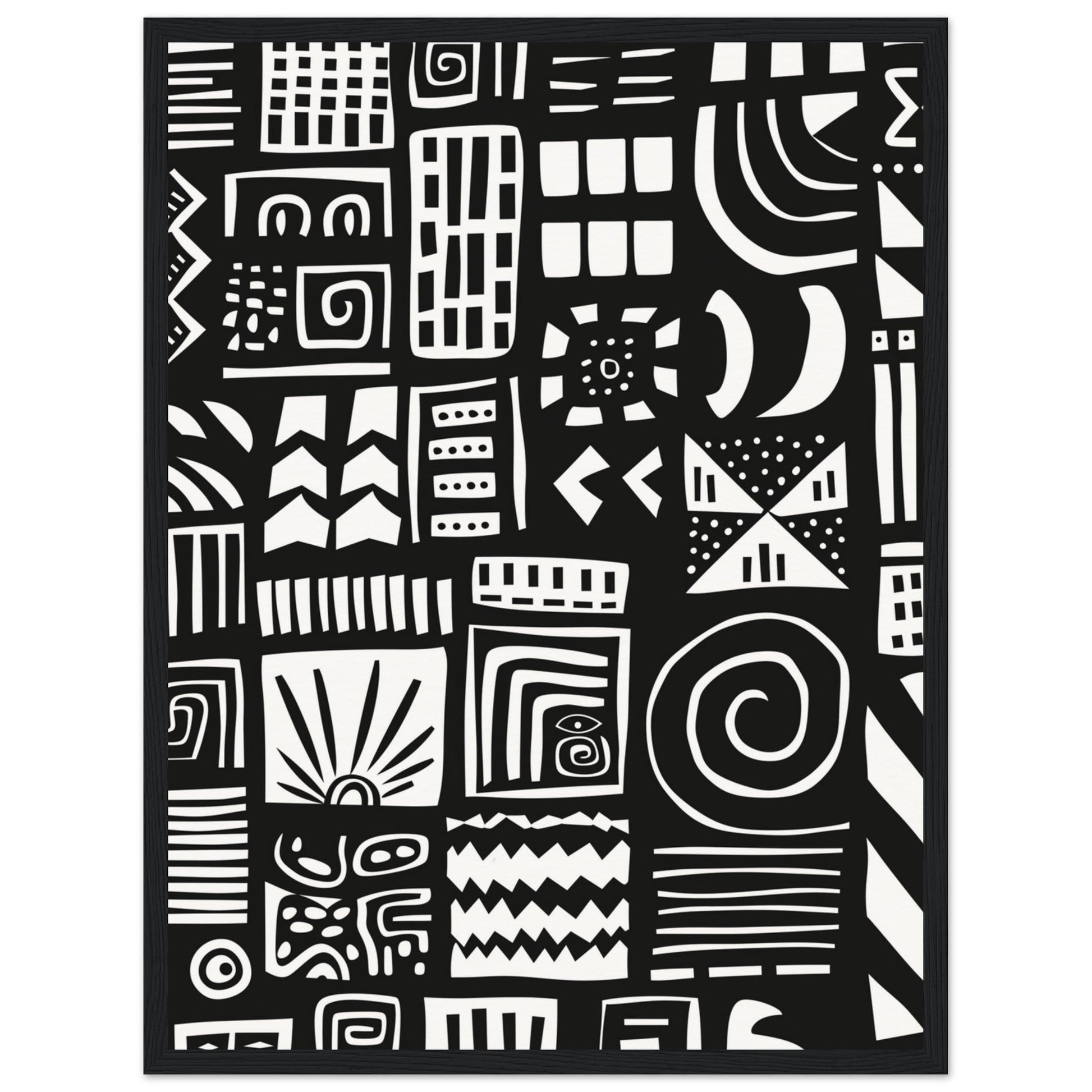 Poster Ethnique Noir et Blanc ( 45x60-cm-Bois-noir)