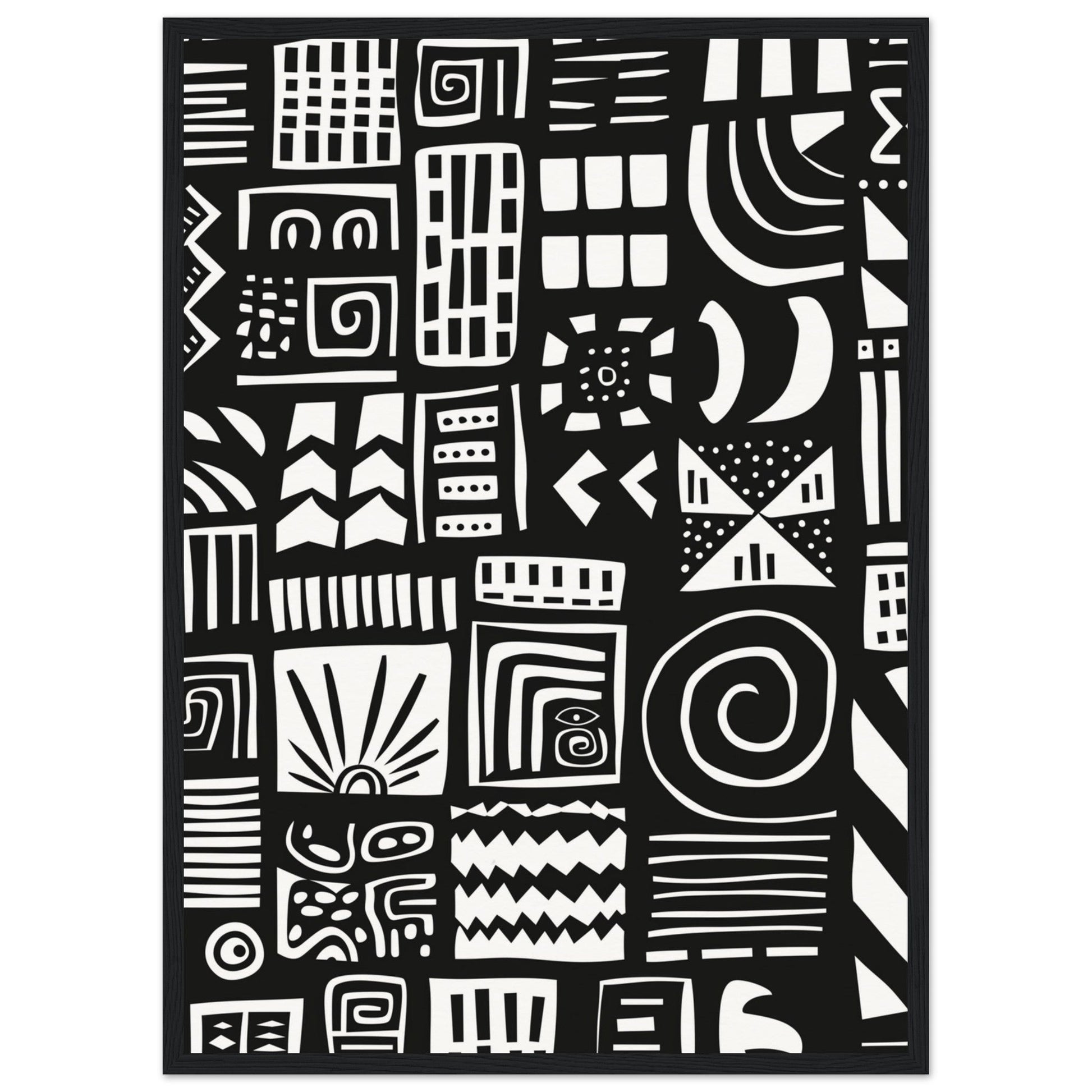 Poster Ethnique Noir et Blanc ( 50x70-cm-Bois-noir)