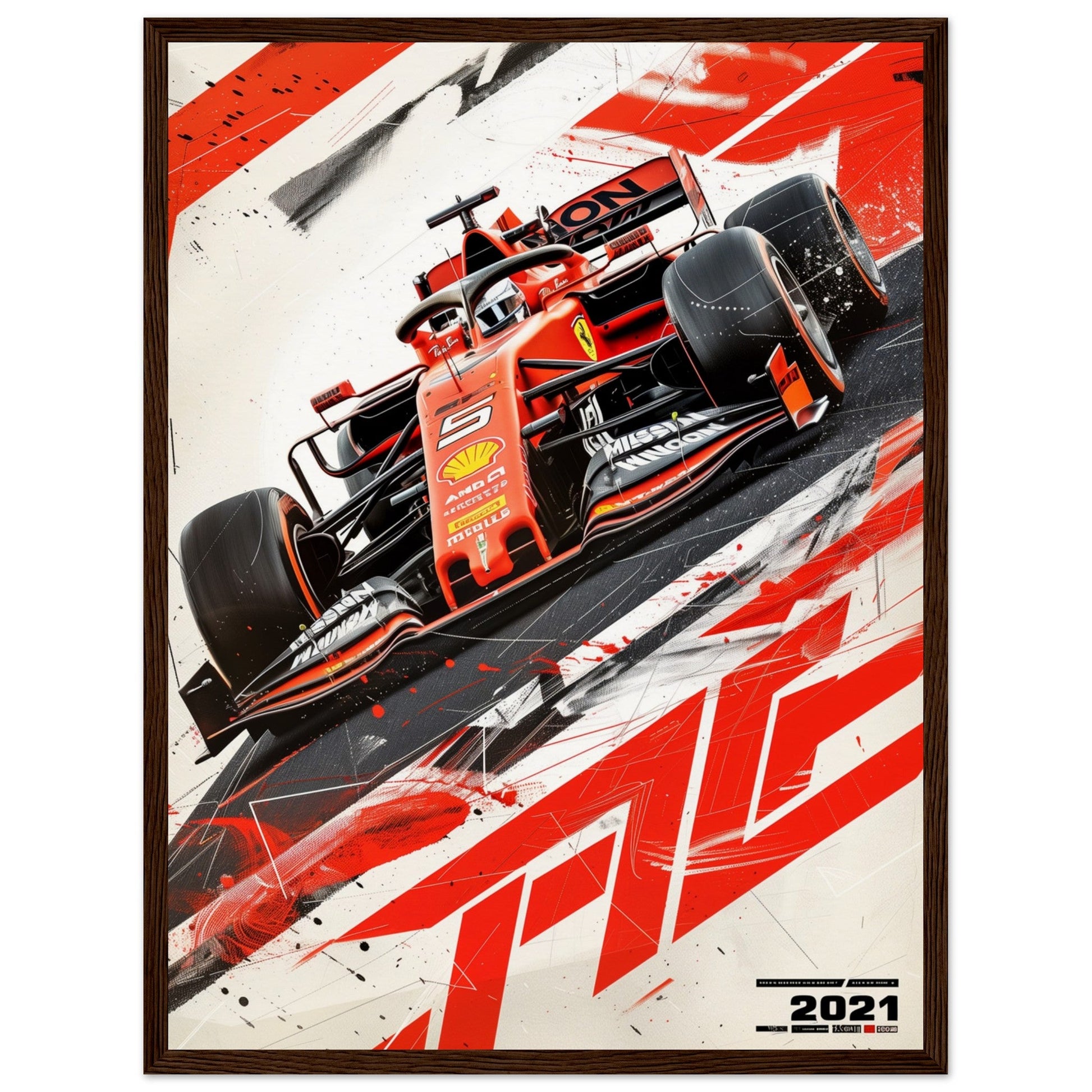 Poster F1 2021 ( 45x60-cm-Bois-foncé)